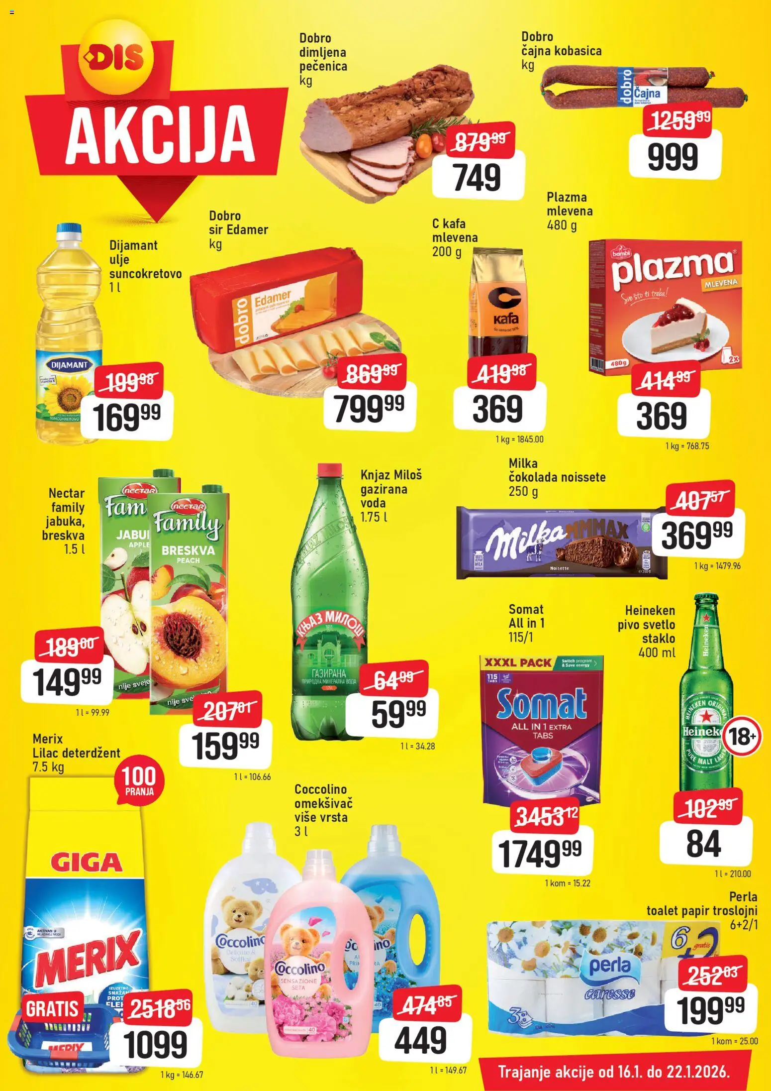 DIS katalog - važi od 16.01.2026 | Strana: 2 | Proizvode: Deterdžent, Voda, Sir, Breskva