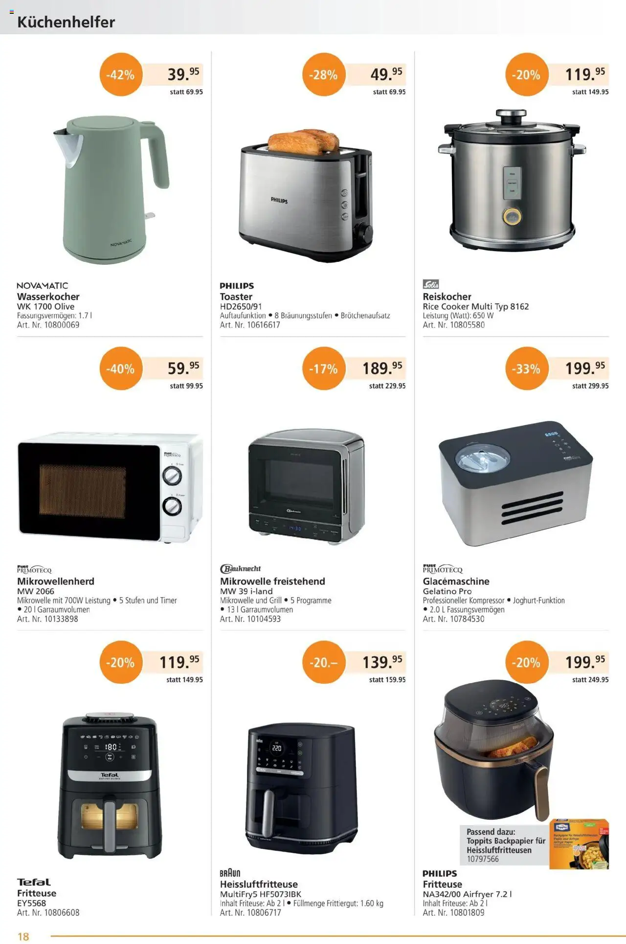 Fust Aktionen ab 26.05.2025 | Seite: 18 | Produkte: Toaster, Wasserkocher, Fritteuse, Mikrowelle