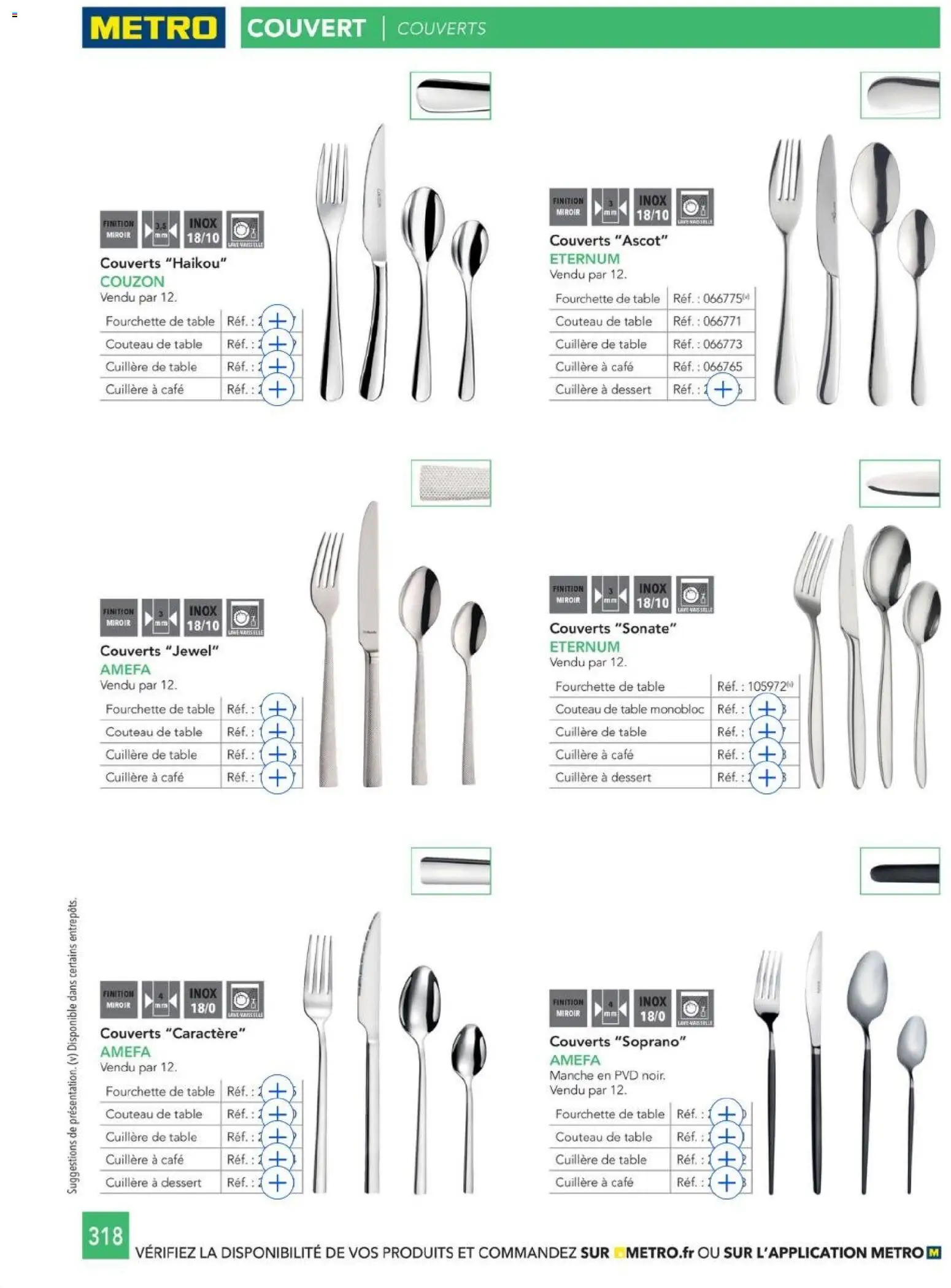 {H1} | Page: 318 | Produits: Couteau, Table, Miroir, Café