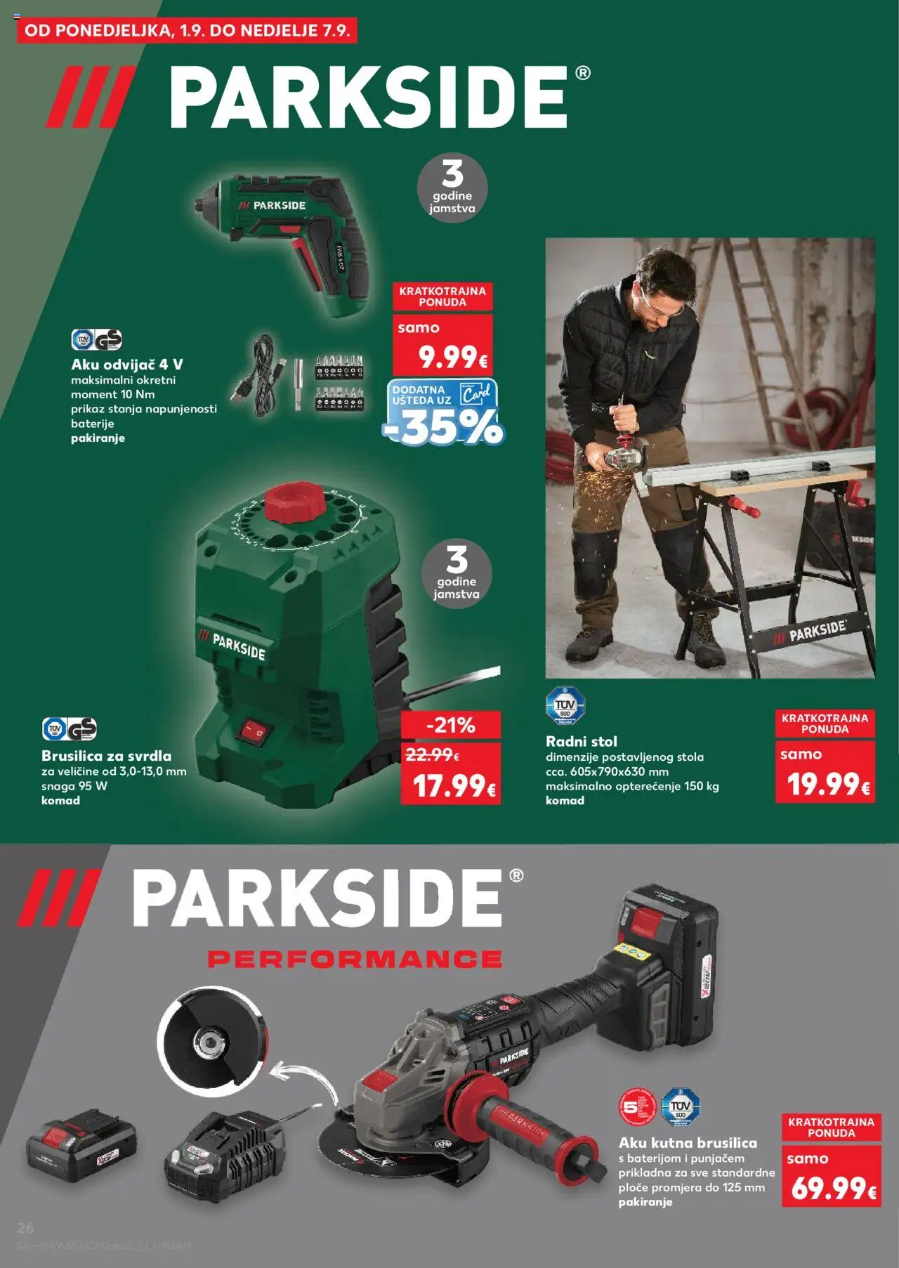 Kaufland katalog | vrijedi od 27.08.2025 | Stranica: 26 | Proizvodi: Brusilica, Radni stol, Kutna brusilica, Baterije