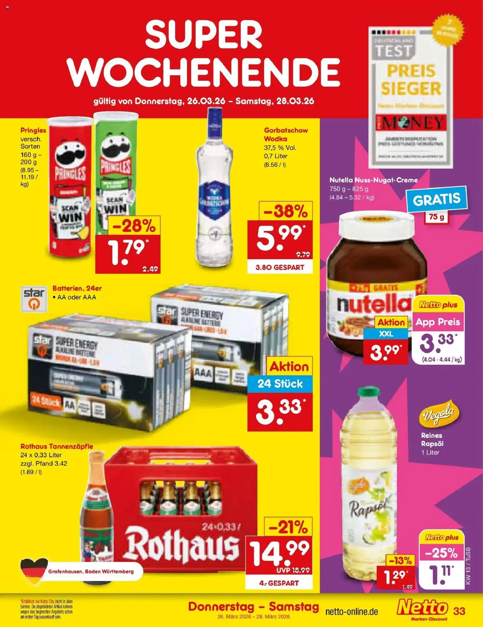 Netto Marken-Discount Prospekt Lahr-Langenwinkel	 – gültig ab 23.03.2026 | Seite: 47 | Produkte: Energy, Nutella, Pringles, Wodka