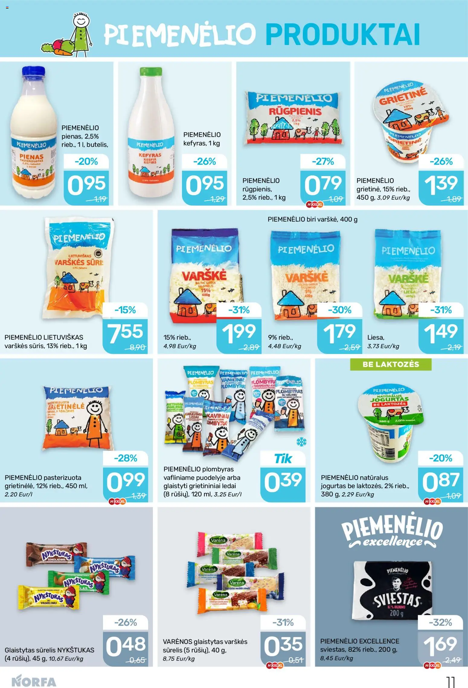NORFA akcijos nuo 02.04.2026 | Puslapis: 11 | Prekių: Grietinėlė, Pienas, Jogurtas, Varškė