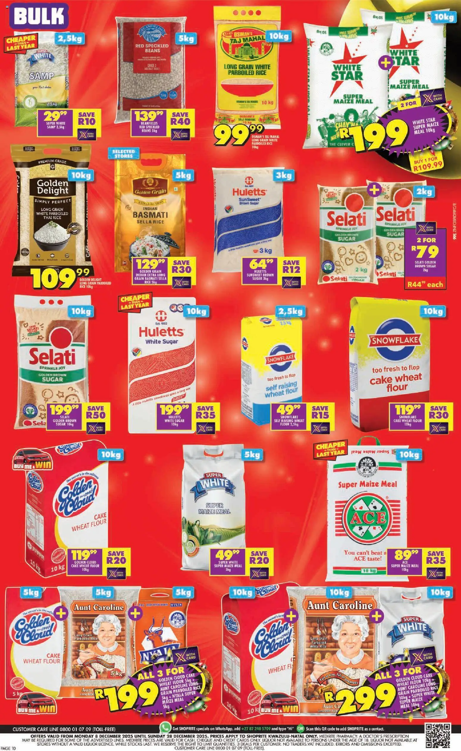New Shoprite catalogue – valid from 08.12.2025 | Page: 10 | Products: Beans, Maize meal, Rice, Sugar