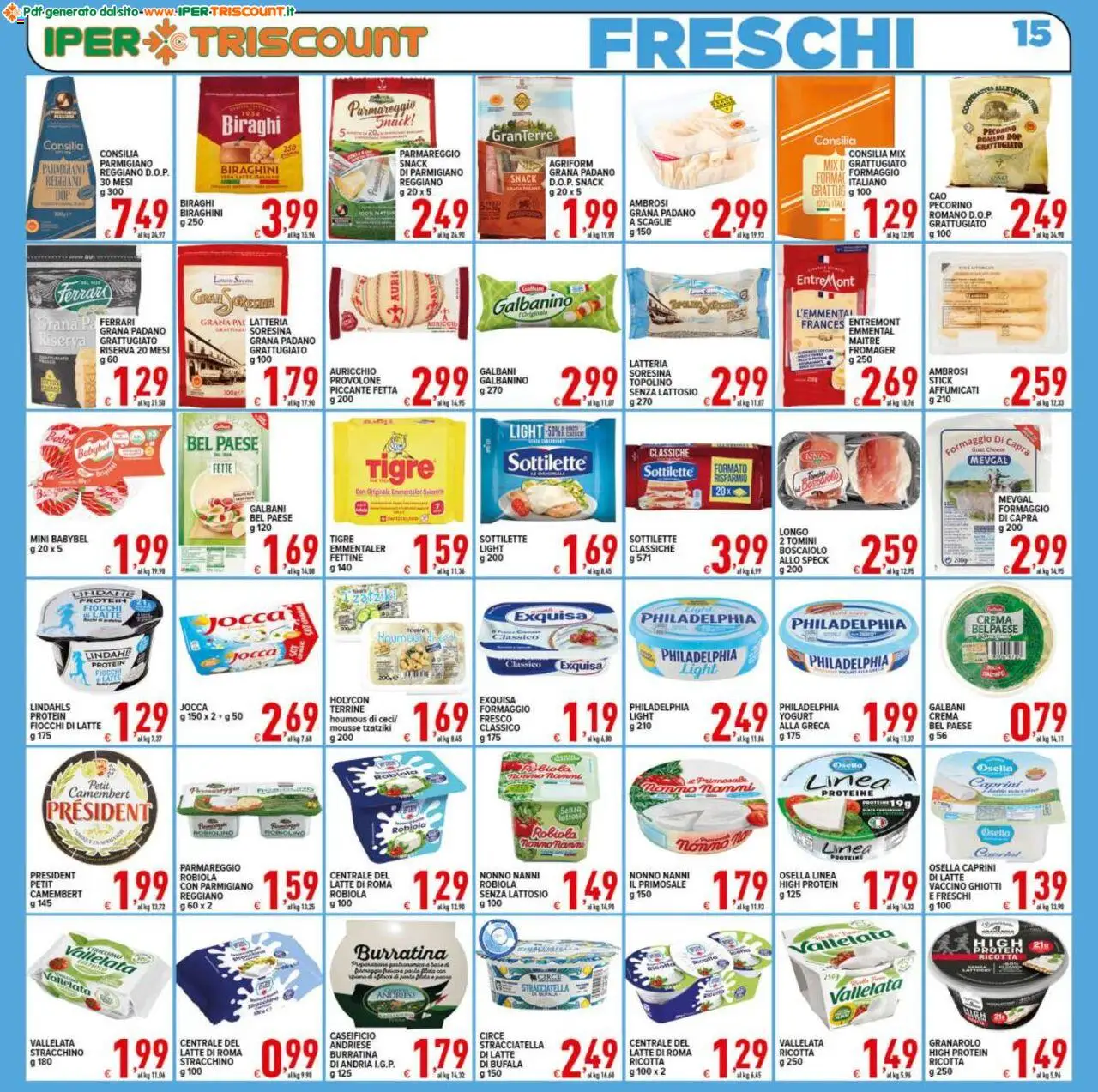 Volantino Ipertriscount del 17.10.2025 | Pagina: 15 | Prodotti: Provolone, Yogurt, Tonno, Stracchino