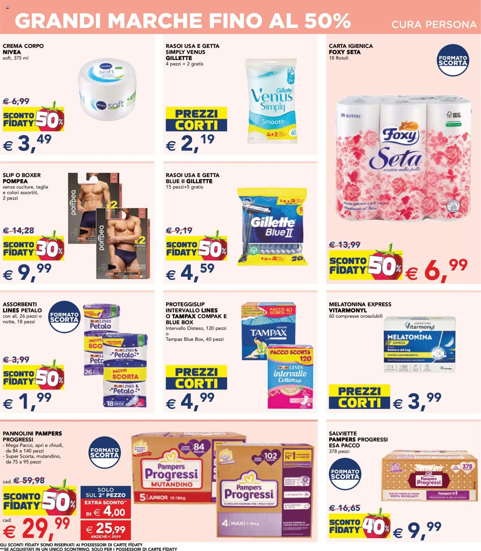 Volantino Esselunga S del 08.04.2026 | Pagina: 11 | Prodotti: Pannolini, Carta igienica, Slip, Boxer