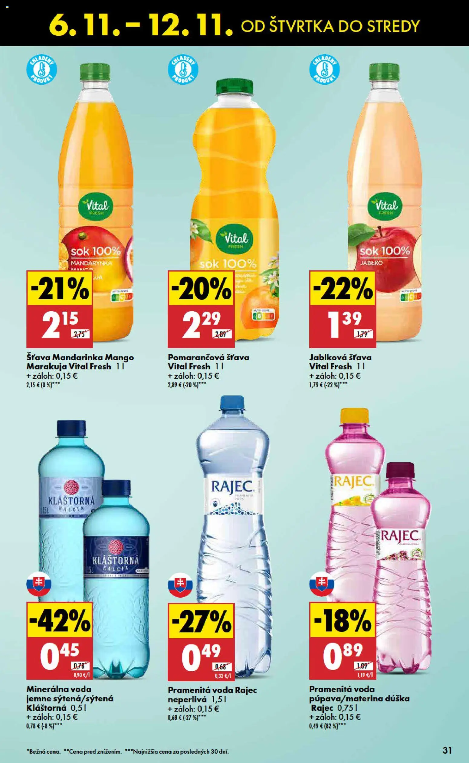 Nové Biedronka akcie – leták je platný od 06.11.2025 | Strana: 31 | Produkty: Rajec, Voda, Minerálna voda, Mango