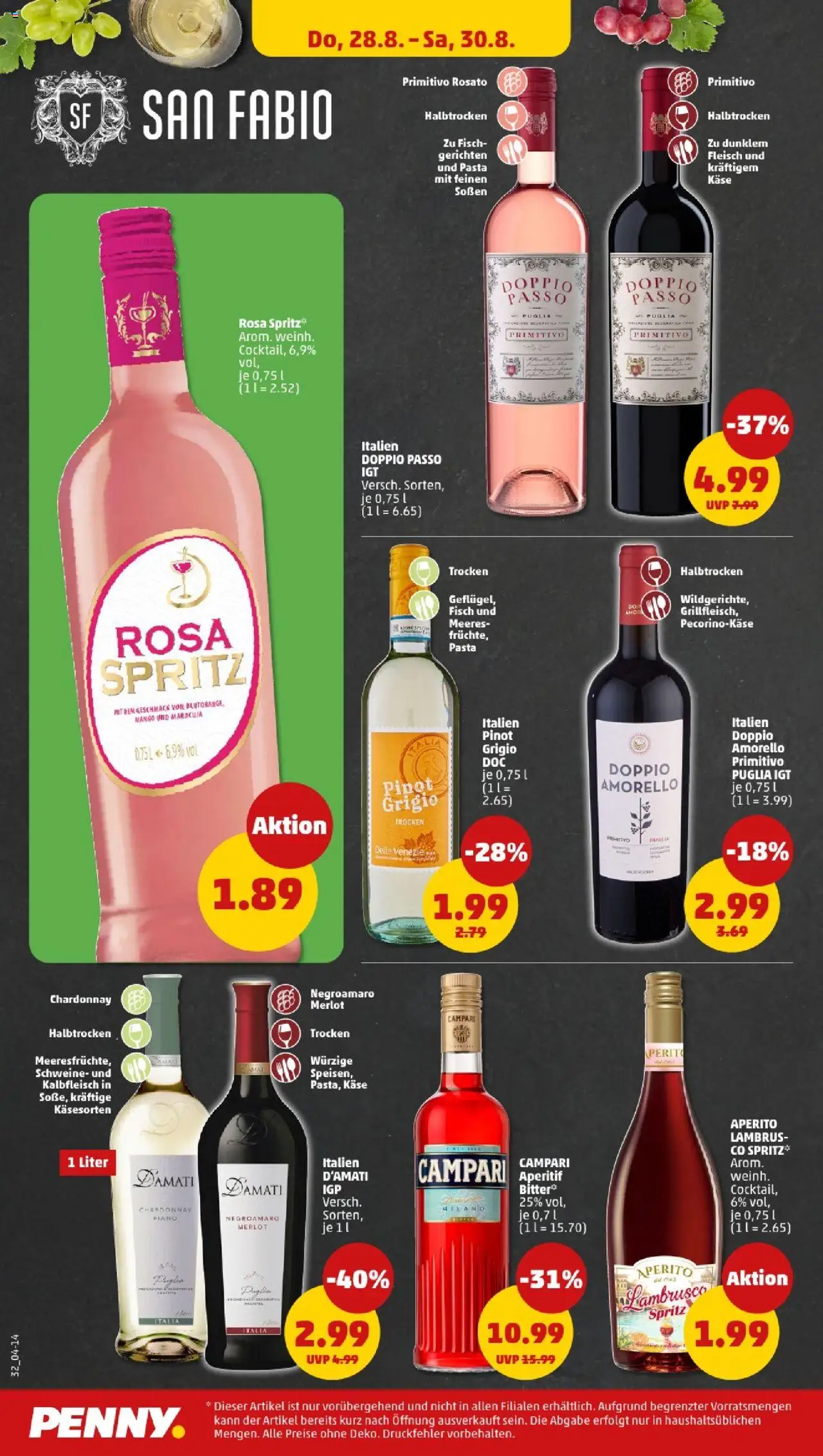 Penny - Bayern  - gültig ab dem 25.08.2025 | Seite: 32 | Produkte: Campari, Fisch, Doppio Passo, Pasta