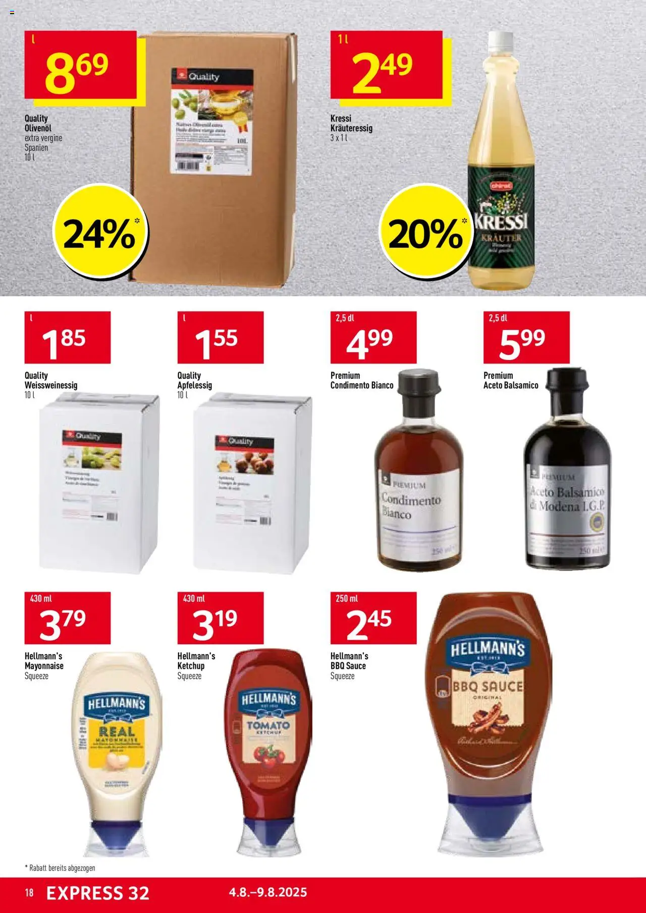 Prodega Aktionen ab 04.08.2025 | Seite: 18 | Produkte: Balsamico, Ketchup, Mayonnaise