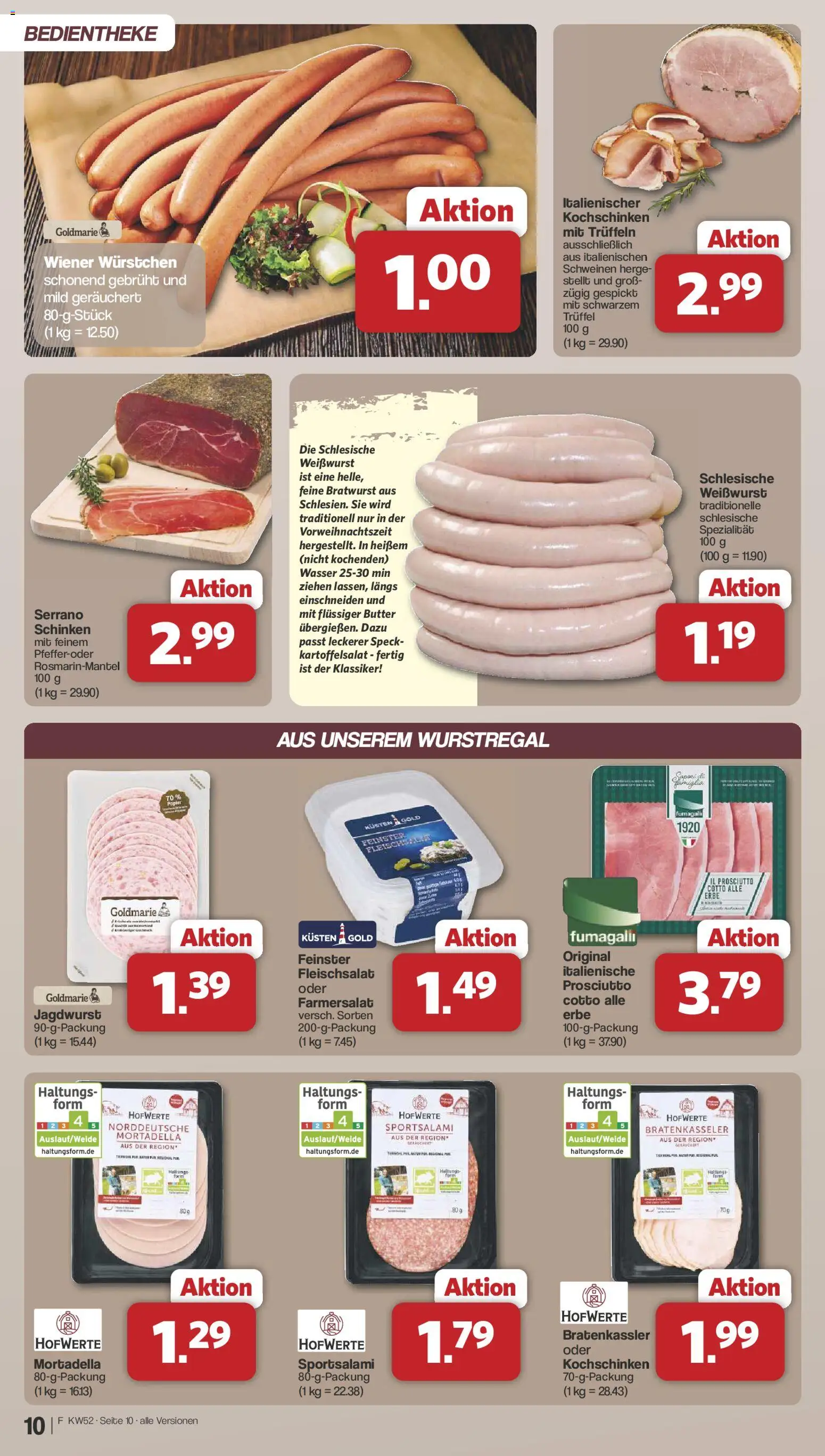 Famila Nordwest Prospekt 	 – gültig ab 22.12.2025 | Seite: 10 | Produkte: Wiener wurstchen, Weißwurst, Wasser, Schinken