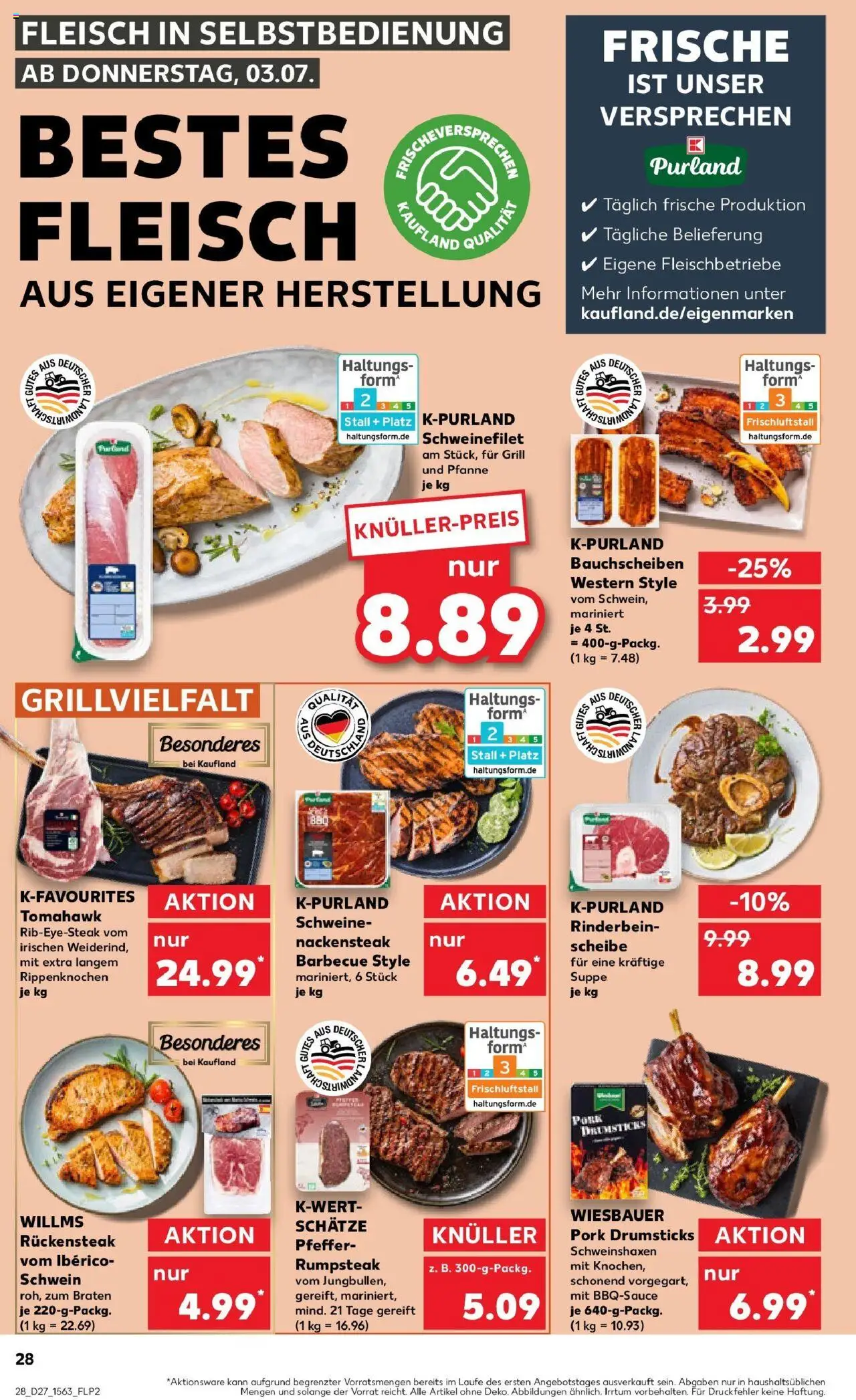 Kaufland prospekt Alfeld (Leine)	 - gültig ab dem 03.07.2025 | Seite: 28 | Produkte: Rumpsteak, Grill, Schweinefilet, Steak