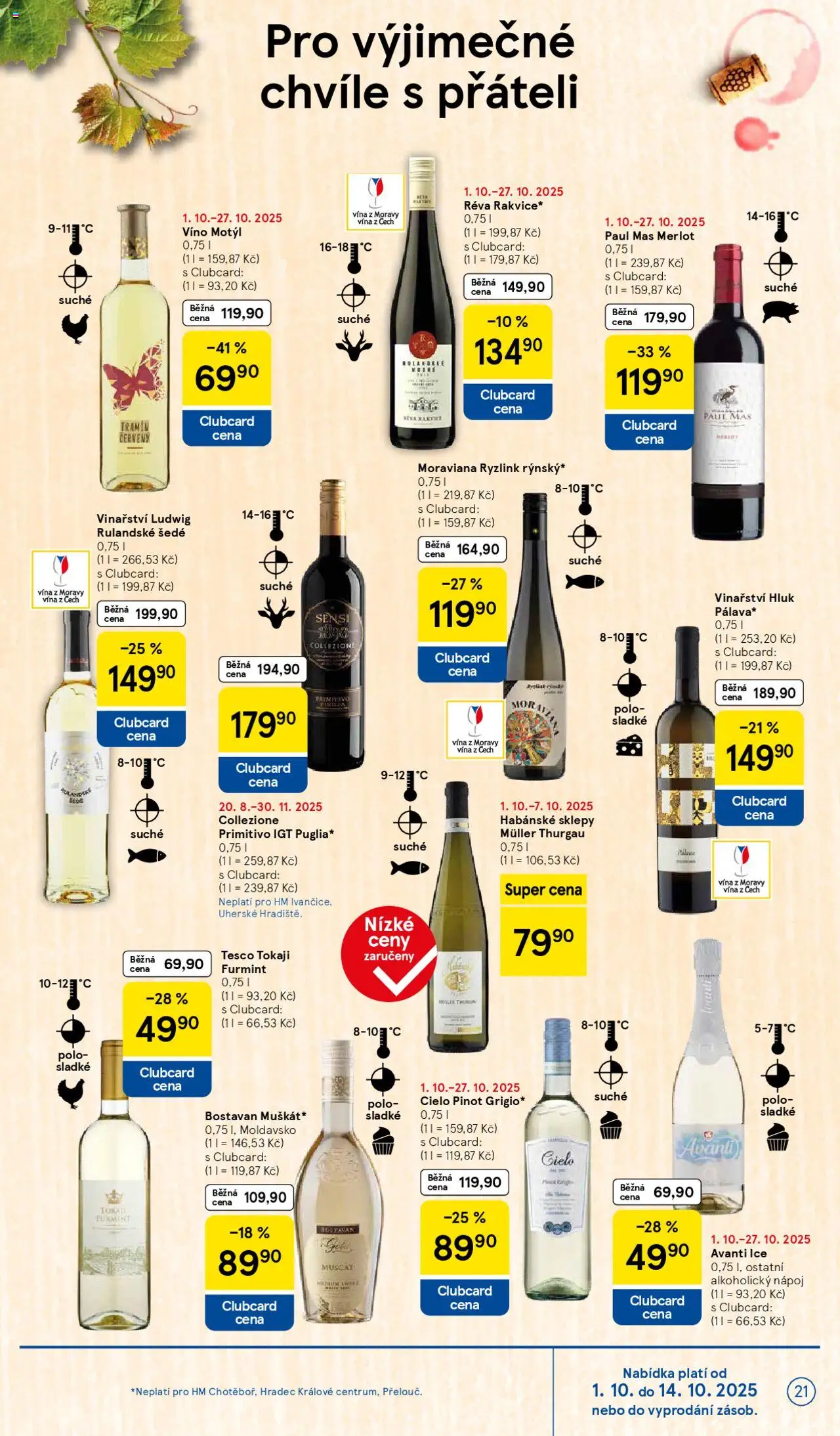 Tesco leták - Hypermarket od 01.10.2025 | Strana: 21 | Produkty: Merlot, Víno Motýl, Avanti, Tokaji