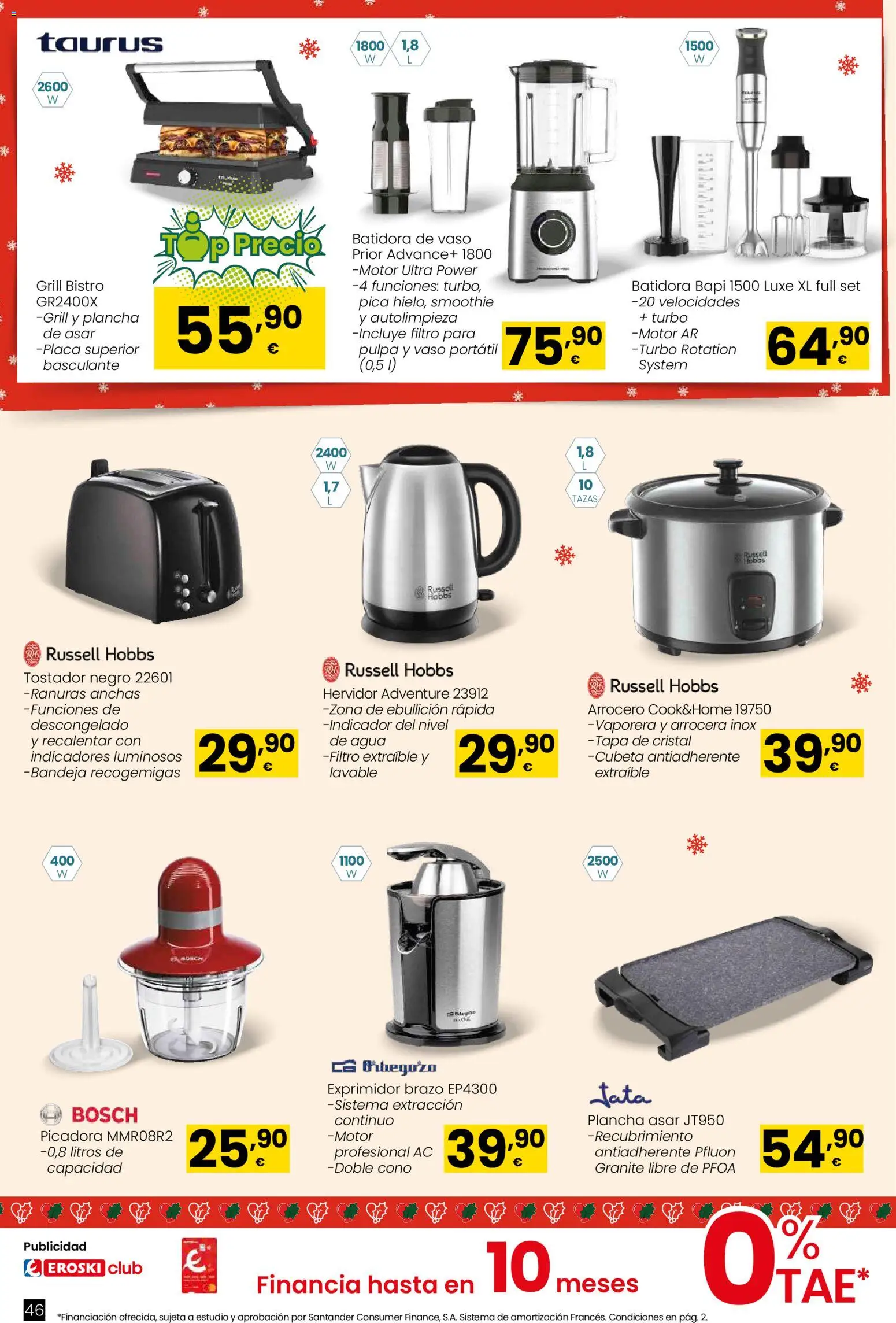 Eroski - Regalos │ válido desde el 02.12.2025 | Página: 46 | Productos: Plancha, Batidora, Tostador, Bandeja