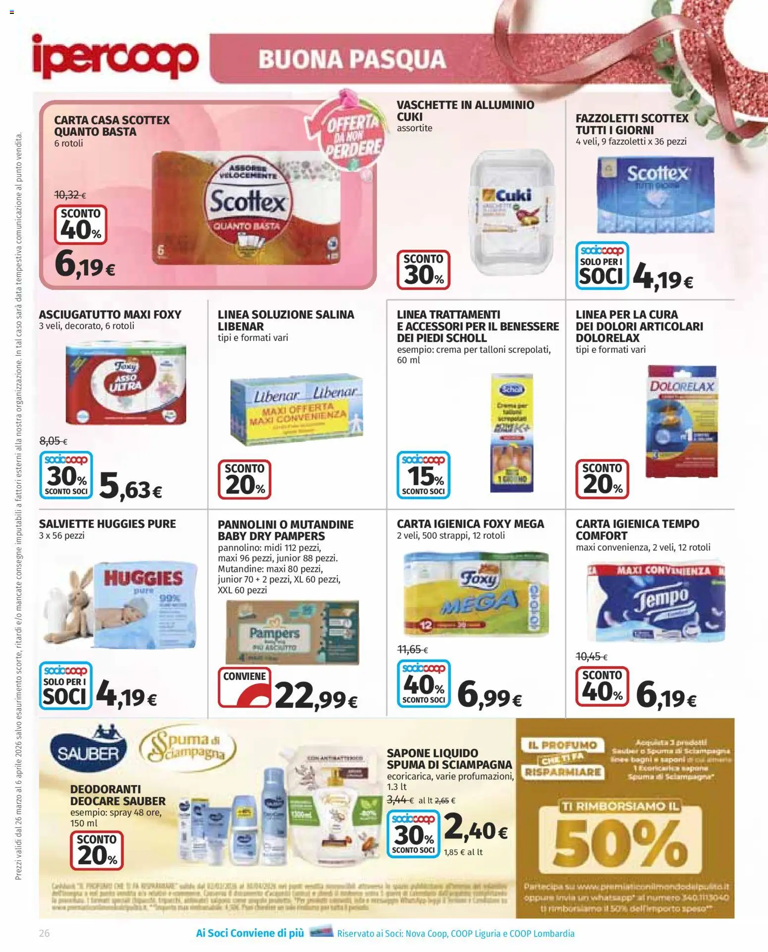 Volantino Ipercoop del 26.03.2026 | Pagina: 26 | Prodotti: Carta igienica, Data, Asciugatutto, Alluminio