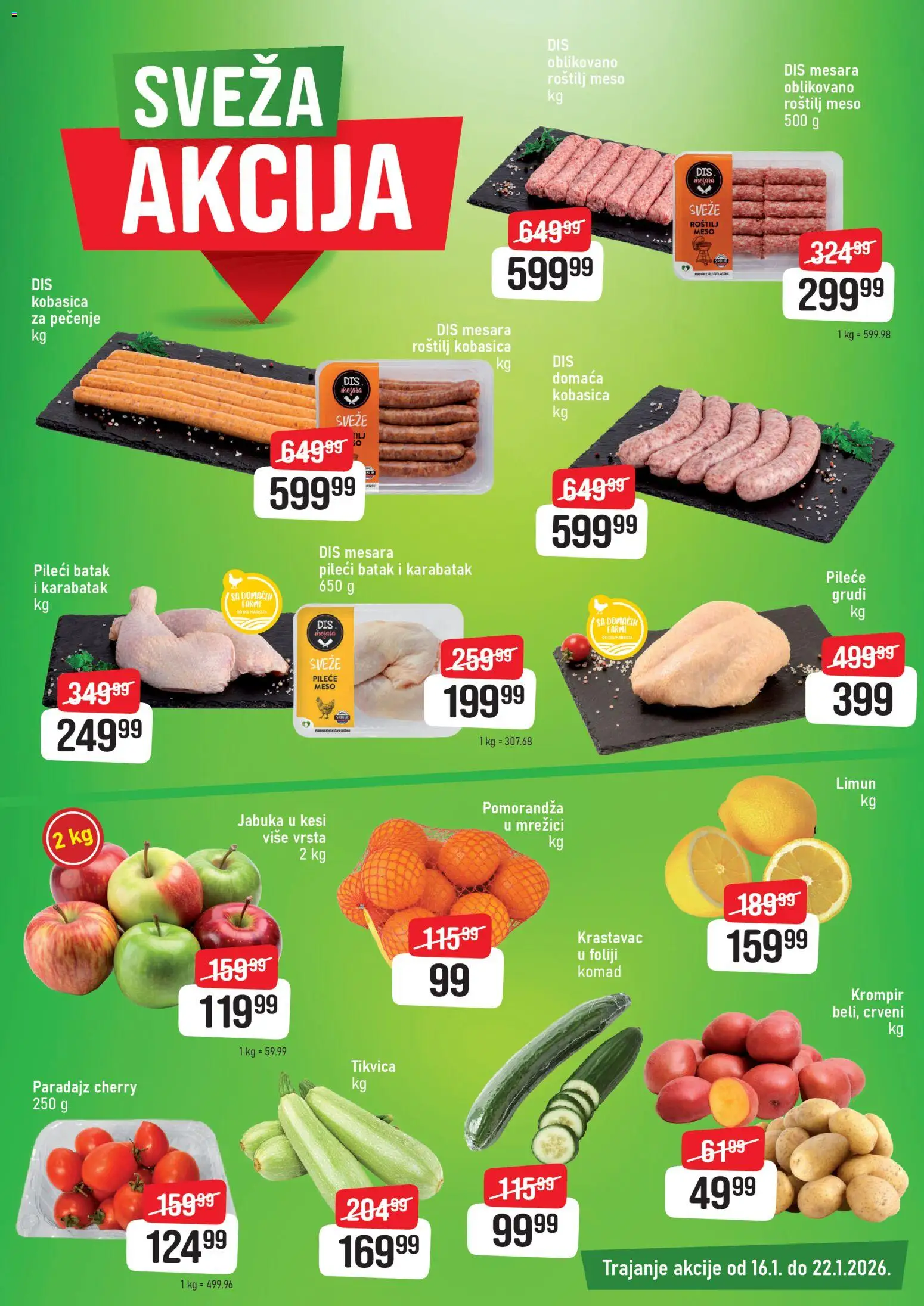 Super DIS katalog - važi od 16.01.2026 | Strana: 3 | Proizvode: Krastavac, Pileći batak, Paradajz, Roštilj