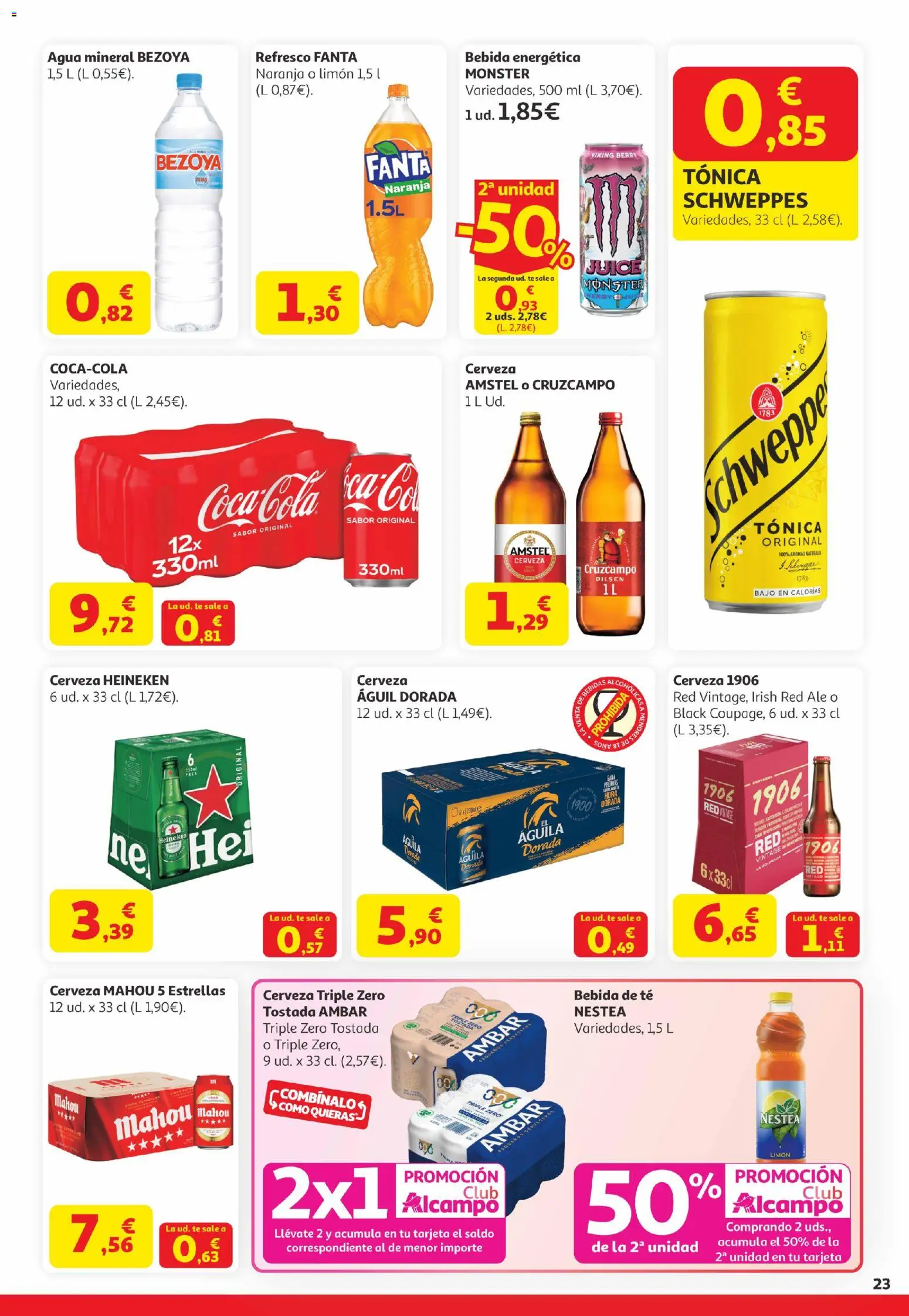 Alcampo Canarias │ válido desde el 07.04.2026 | Página: 23 | Productos: Σφουγγαρίστρα, Cerveza, Té, Σπανάκι