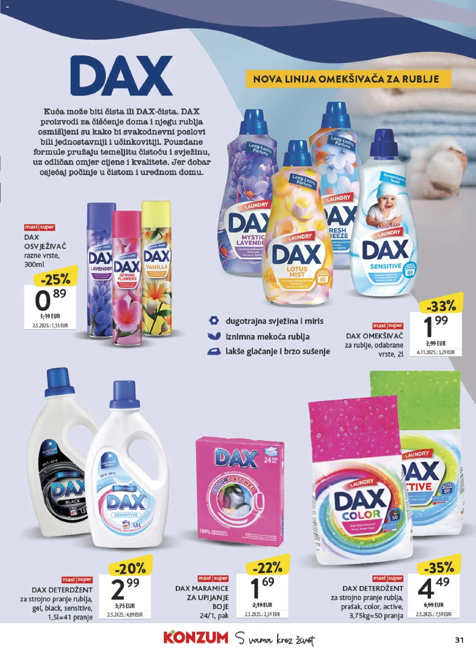 Konzum katalog | vrijedi od 19.01.2026 | Stranica: 31 | Proizvodi: Miris, Omekšivač, Deterdžent