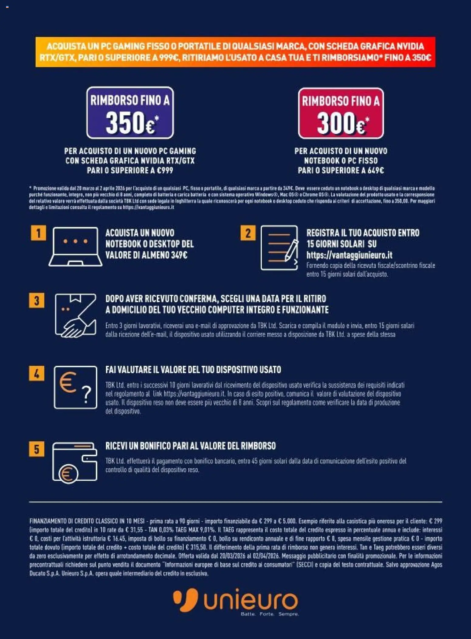 Volantino Unieuro del 20.03.2026 | Pagina: 9 | Prodotti: Notebook, Data, PC, Computer