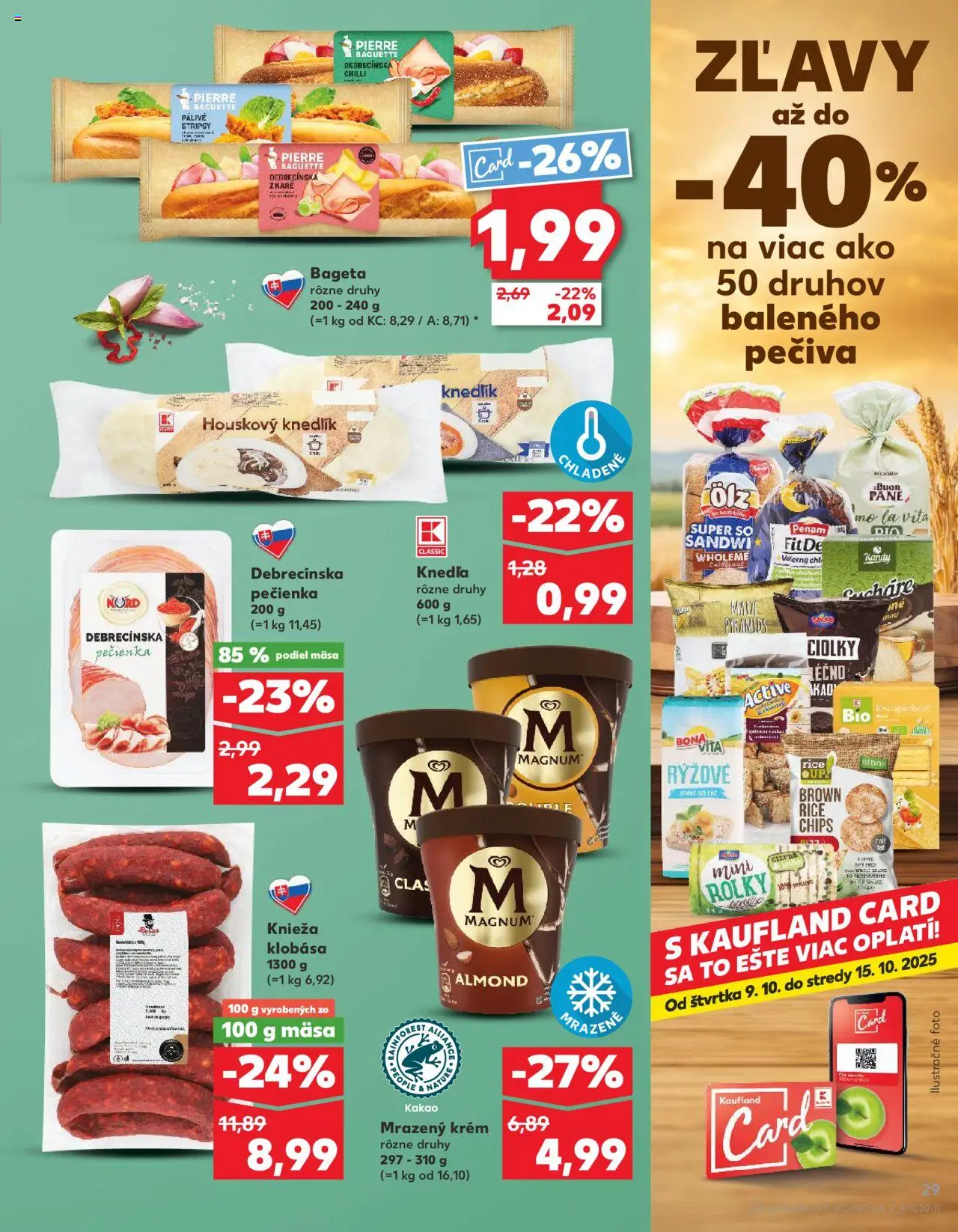 Nové Kaufland akcie – leták je platný od 09.10.2025 | Strana: 29 | Produkty: Klobása, Magnum, Krém, Kakao