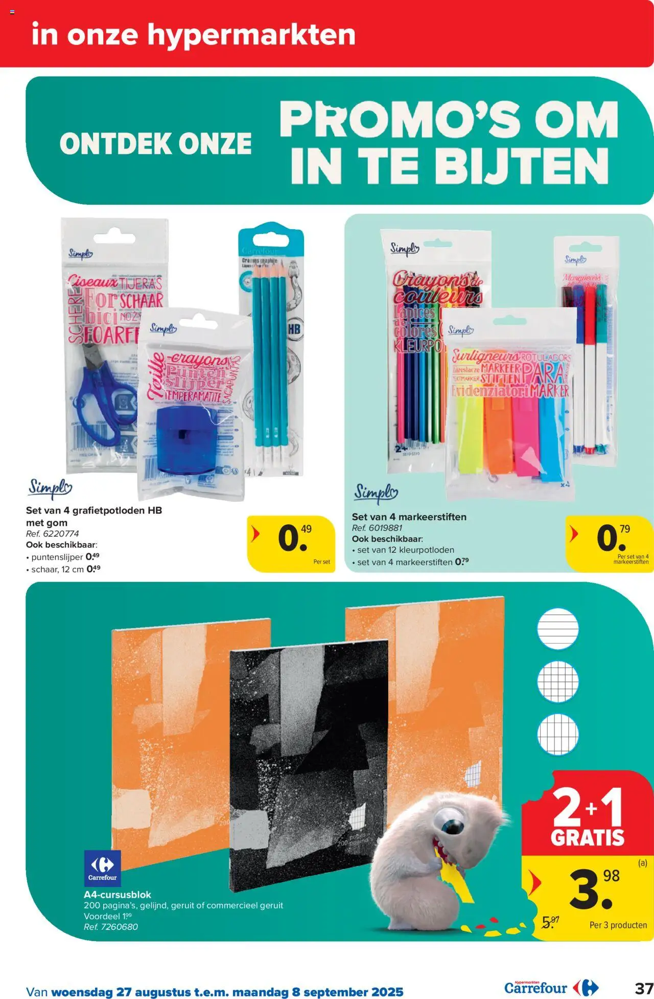  | Pagina: 37 | Producten: Puntenslijper, Markeerstiften, Schaar, Kleurpotloden