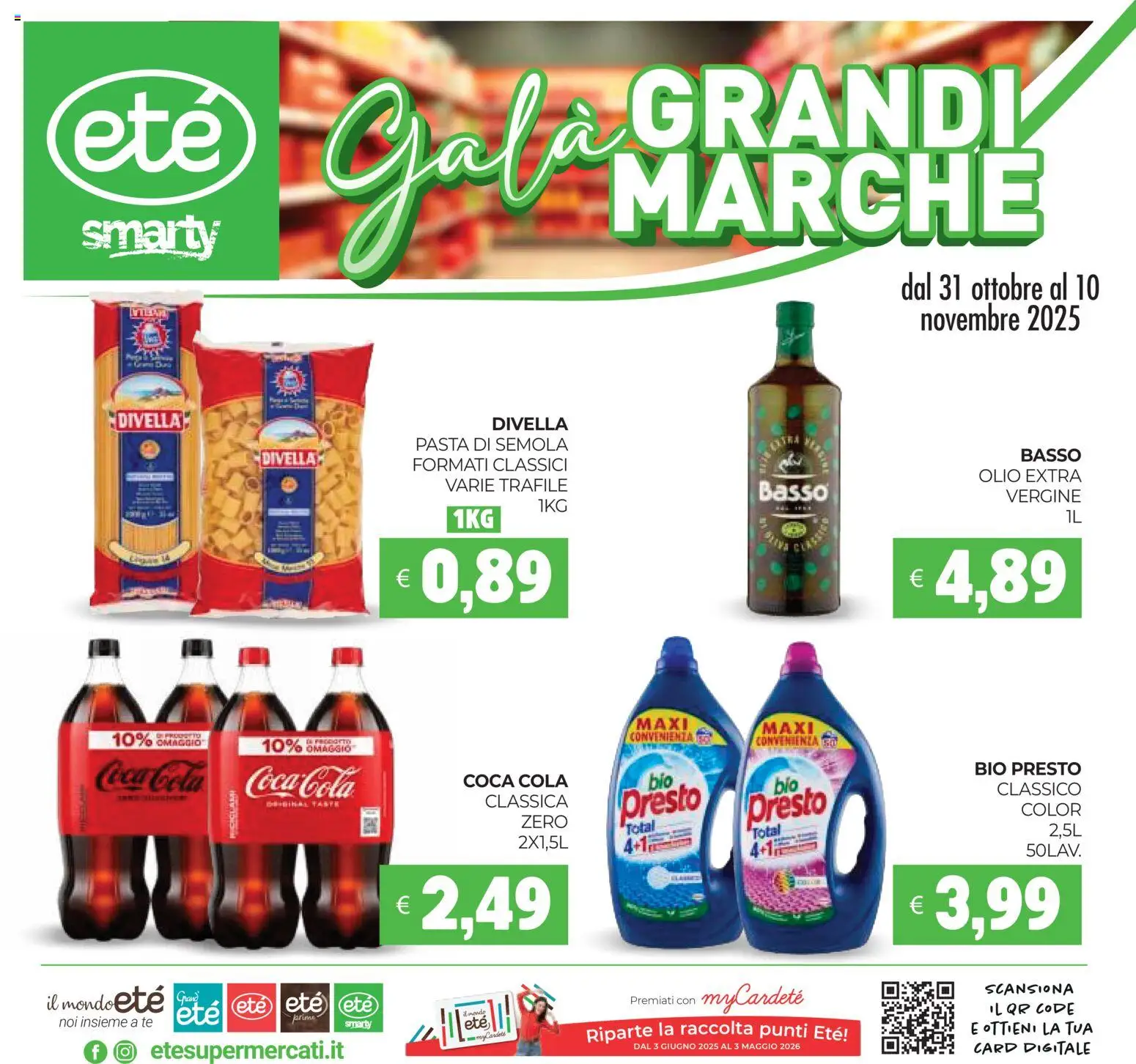Volantino Eté del 31.10.2025 | Pagina: 1 | Prodotti: Tè, Olio, Pasta, Coca Cola