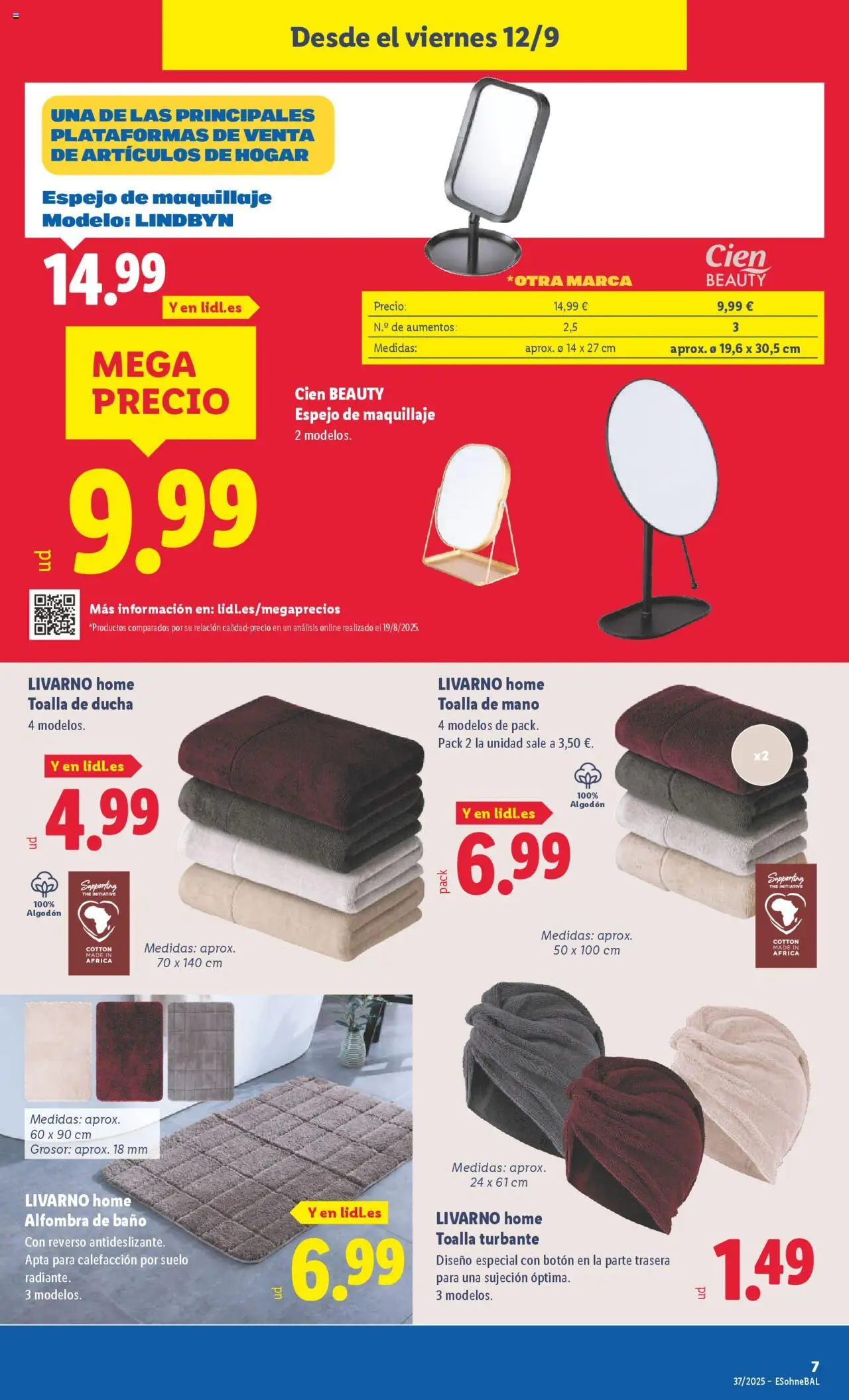 Lidl folleto │ válido desde el 08.09.2025 | Página: 49 | Productos: Baño, Ducha, Espejo, Alfombra