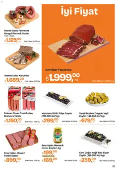 18.12.2025 tarihinden itibaren geçerli olan Migros kataloğu önizlemesi | Sayfa: 31 | Ürünler: Salam, Badem, Zeytin, Sucuk