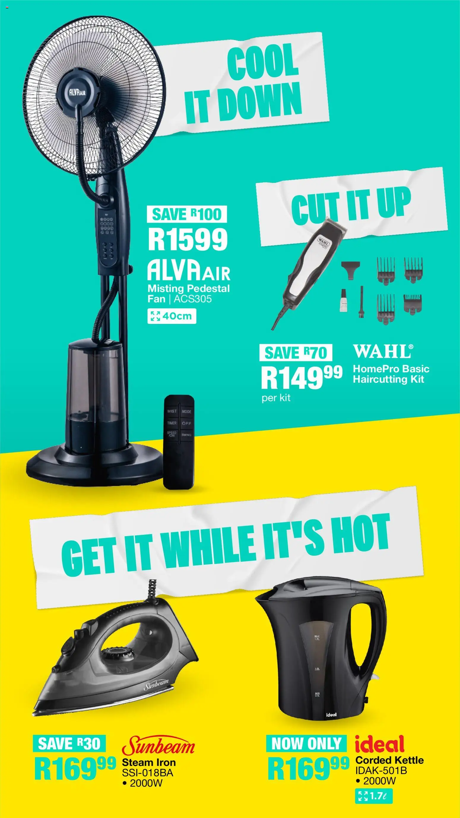 New OK Furniture catalogue – valid from 05.01.2026 | Page: 10 | Products: Timer, Kettle, Iron, Fan