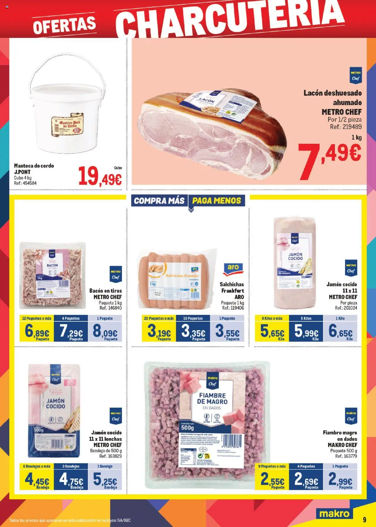 Makro - Precios Cataluña │ válido desde el 06.10.2025 | Página: 9 | Productos: Manteca, Jamón, Jamón cocido, Bandeja