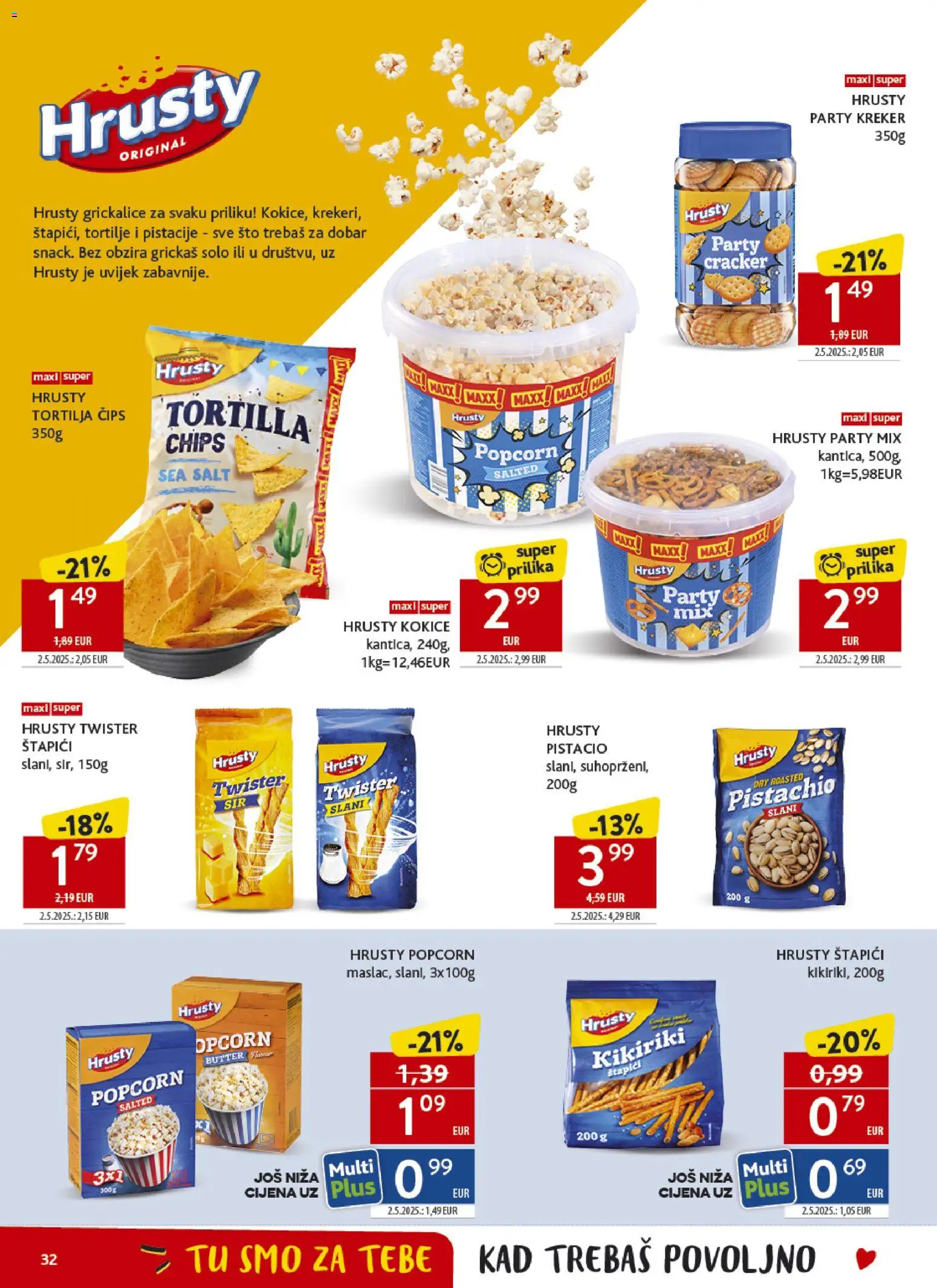 Konzum HR akciós ujság - amely érvényes a következő dátumtól: 22.04.2026 | Oldal: 32 | Termékek: Chips, Tortilla, Kréker, Popcorn