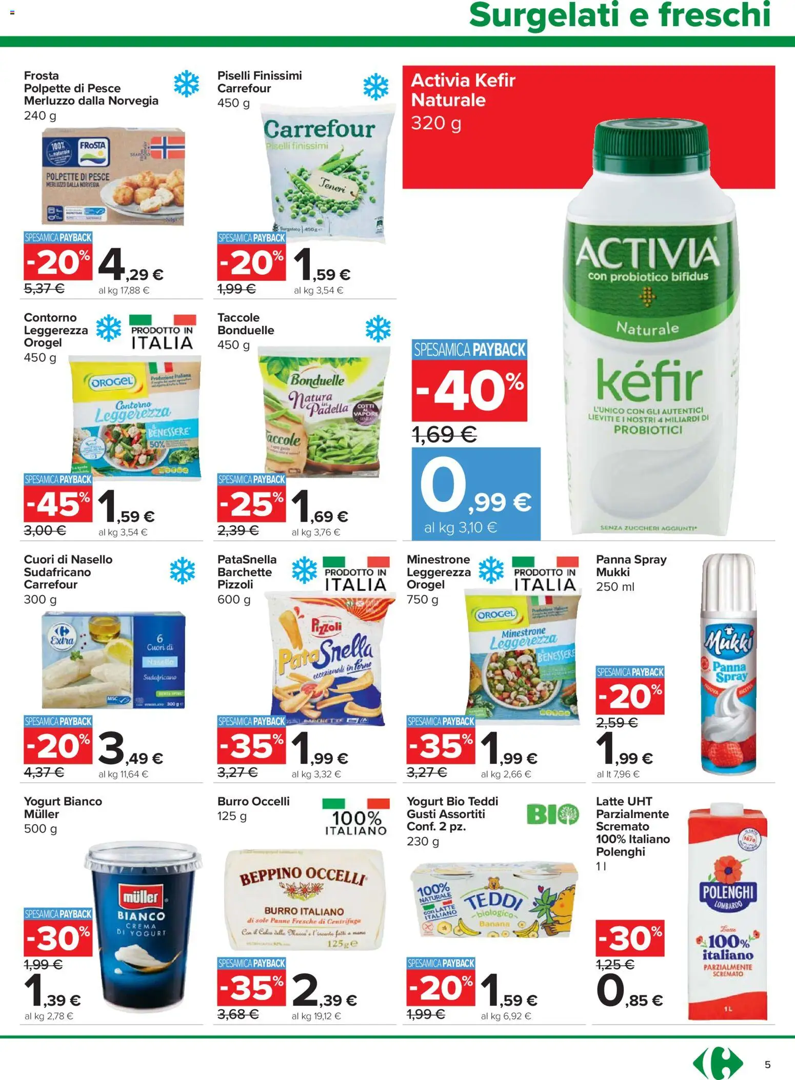 Volantino Carrefour del 08.04.2026 | Pagina: 5 | Prodotti: Minestrone, Yogurt, Latte, Polpette