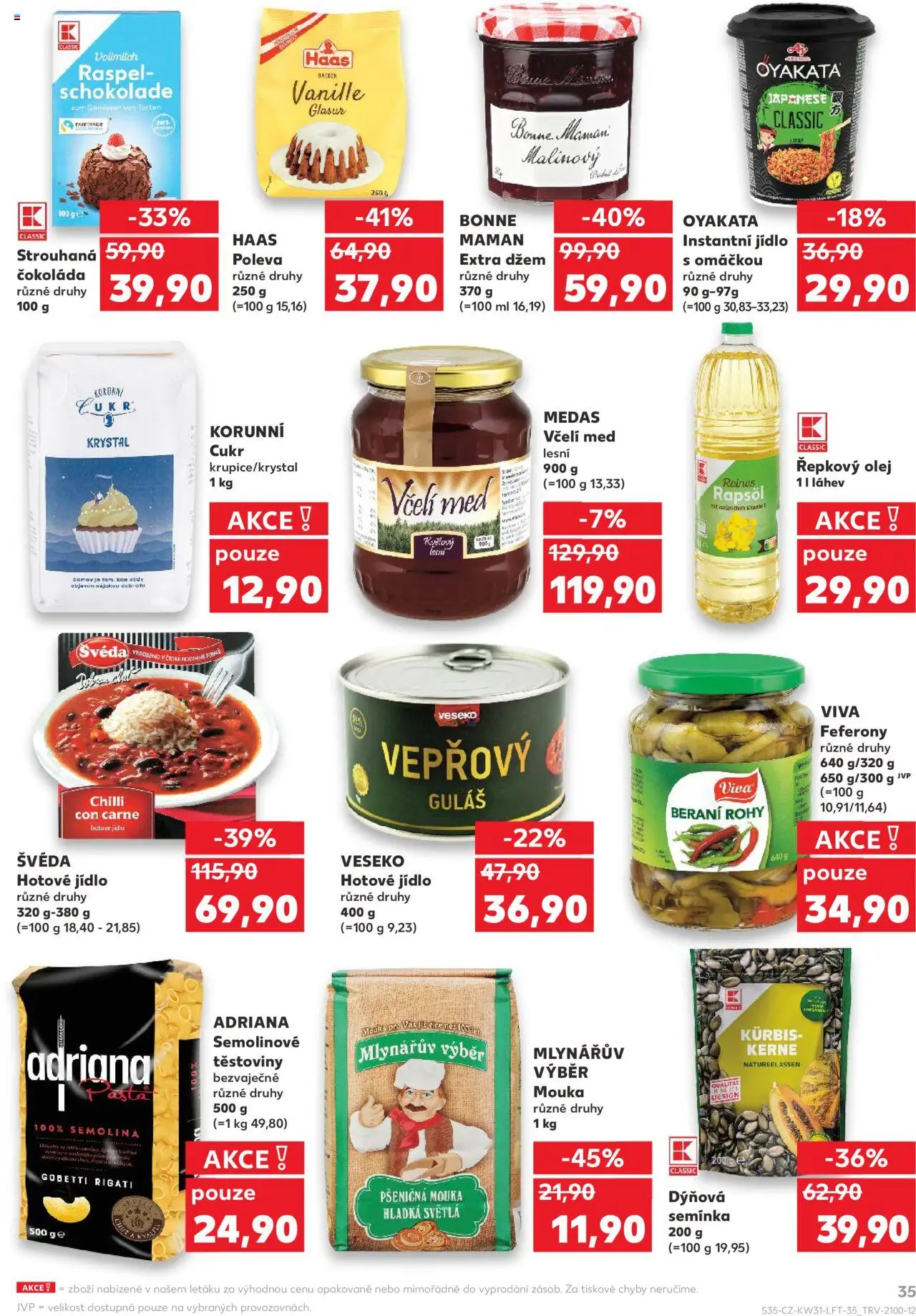 Kaufland leták - Plzeň Bory od 30.07.2025 | Strana: 35 | Produkty: Čokoláda, Těstoviny, Bonne maman, Med