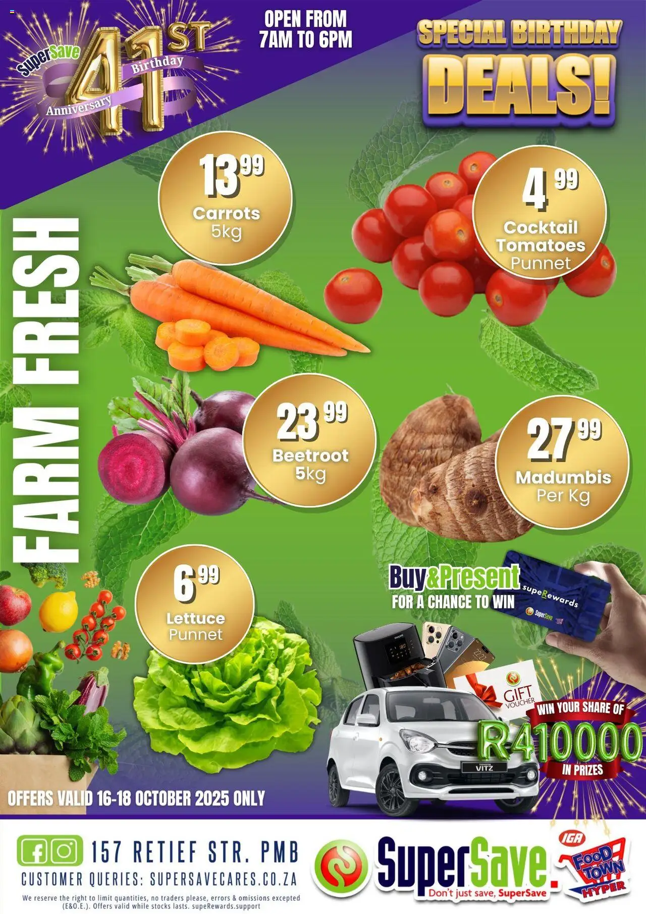 New Super Save catalogue – valid from 16.10.2025 | Page: 6 | Products: Tomatoes, Carrots, Lettuce