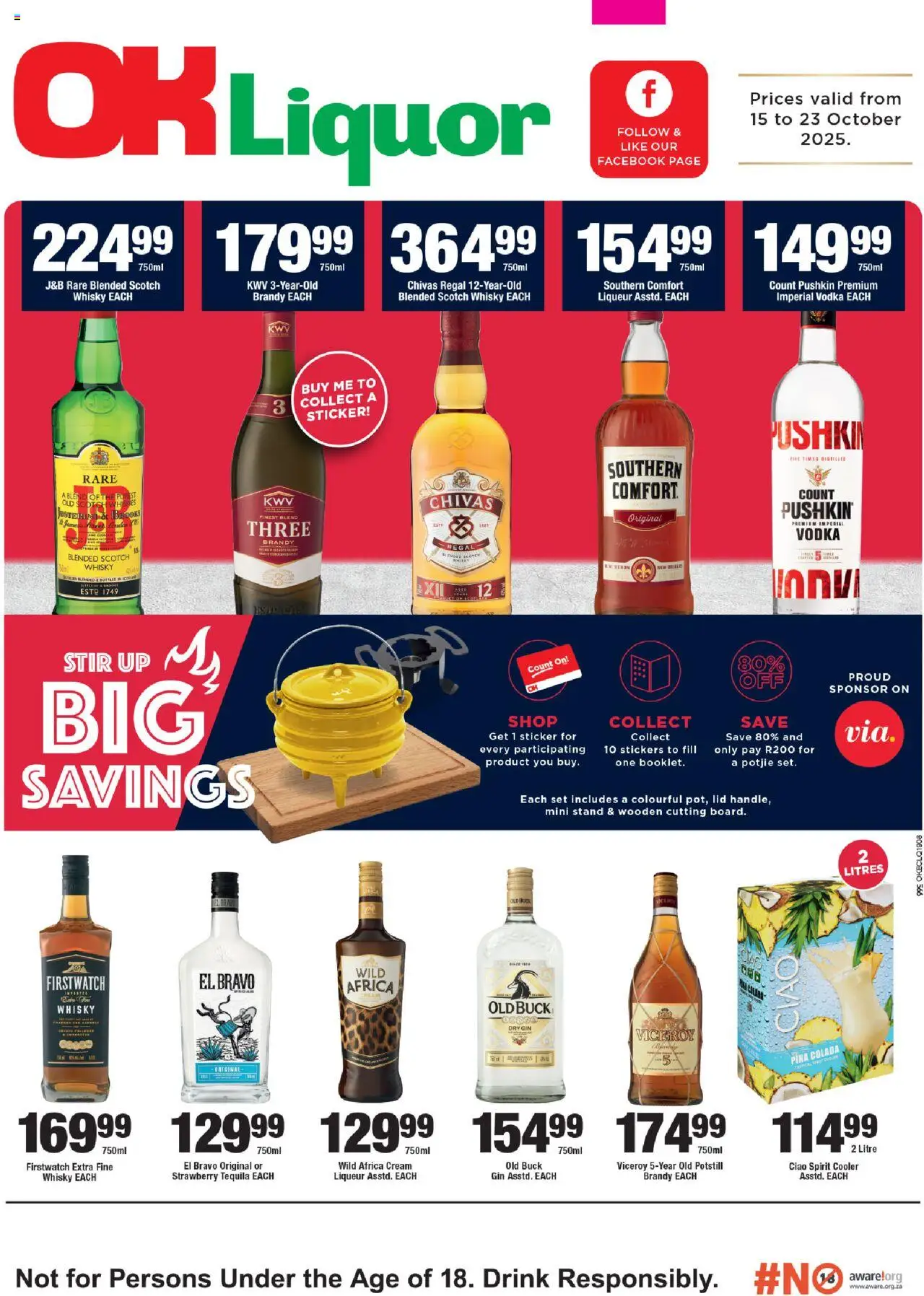 New OK Foods catalogue – valid from 15.10.2025 | Page: 1 | Products: Cooler, Gin, Cream, Vodka