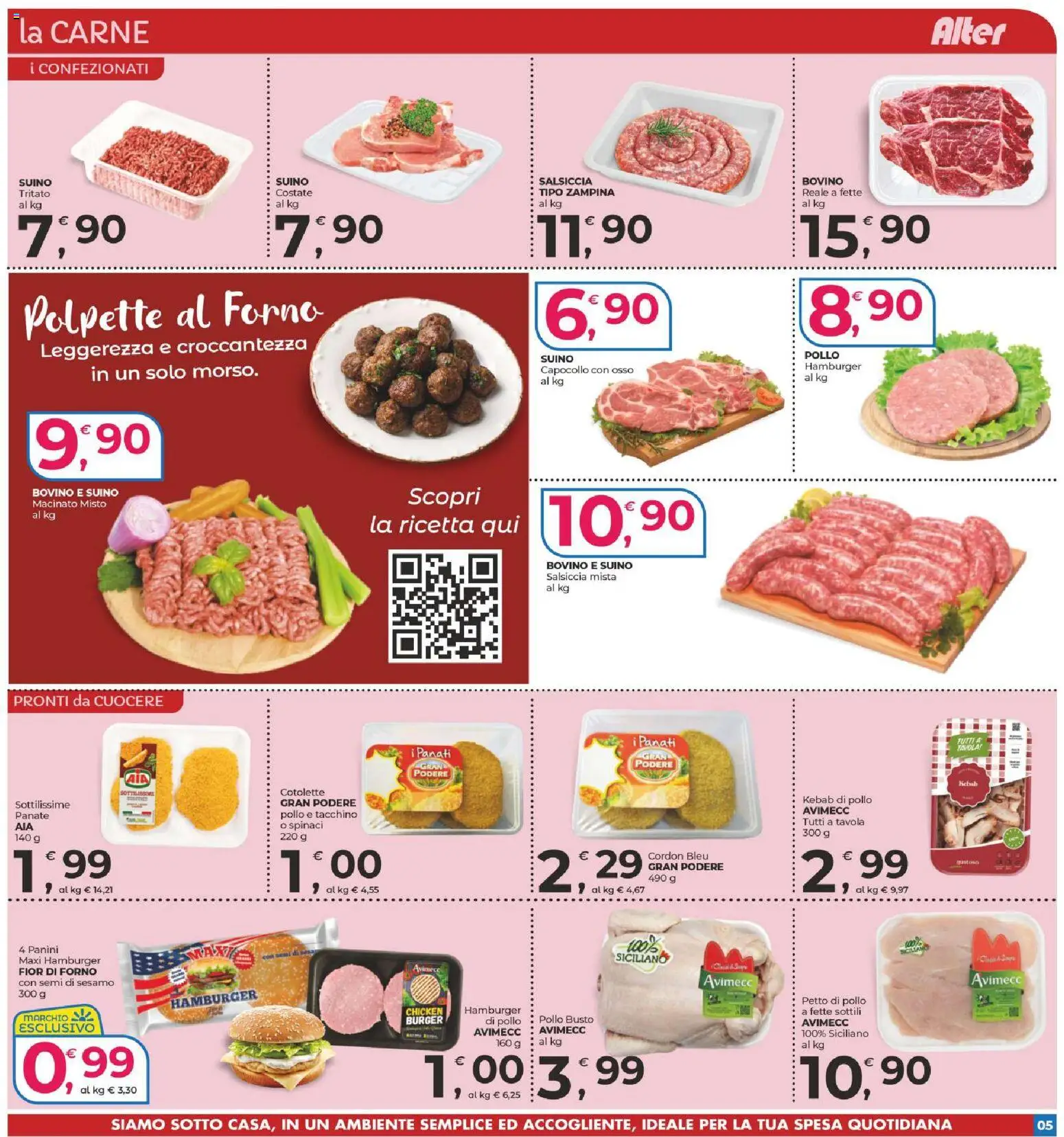 Volantino Alter Discount del 13.03.2026 | Pagina: 5 | Prodotti: Bovino, Suino, Spinaci, Forno