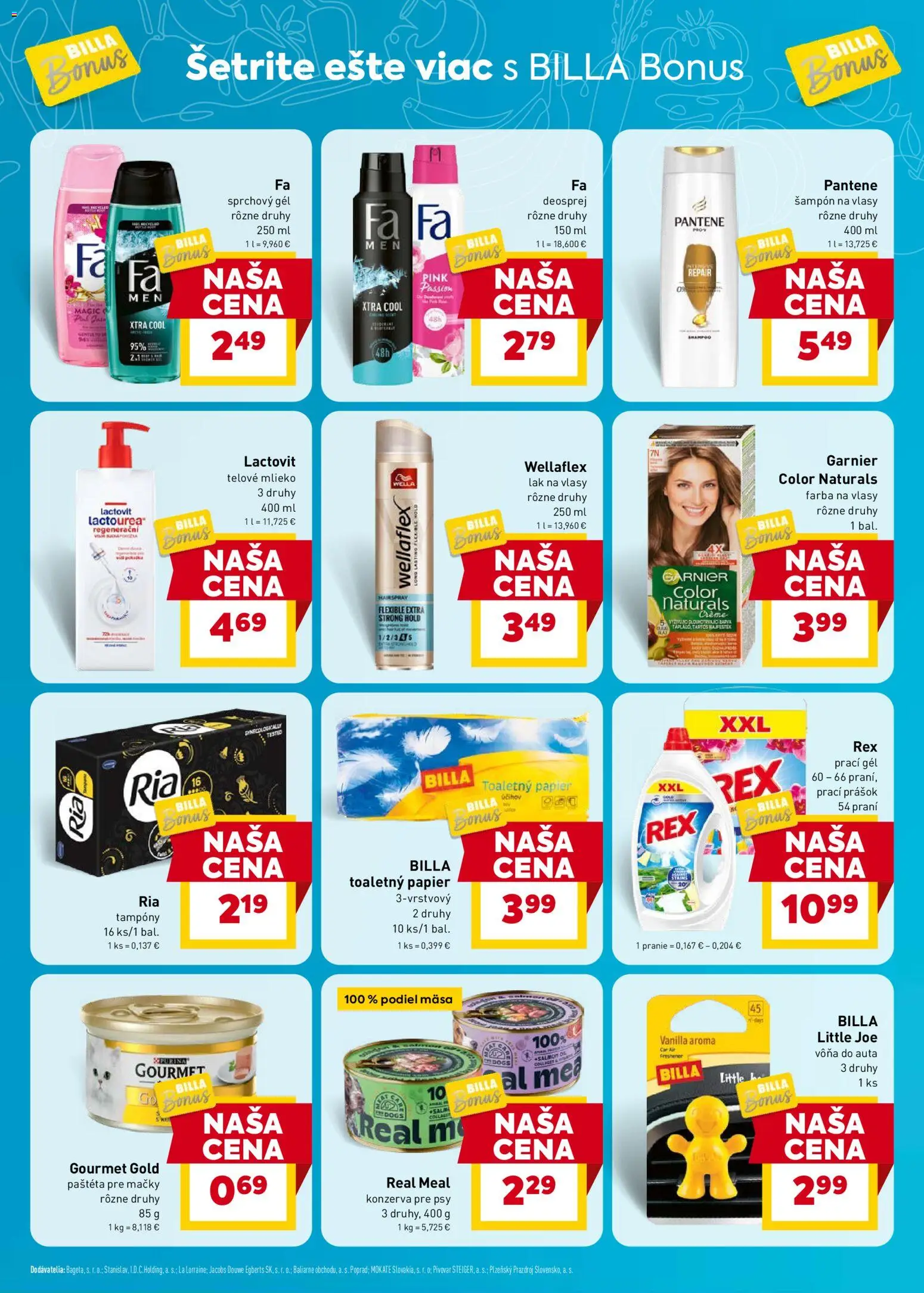 Nové Billa akcie – leták je platný od 22.04.2026 | Strana: 8 | Produkty: Šampón, Toaletný papier, Farba na vlasy, Lactovit