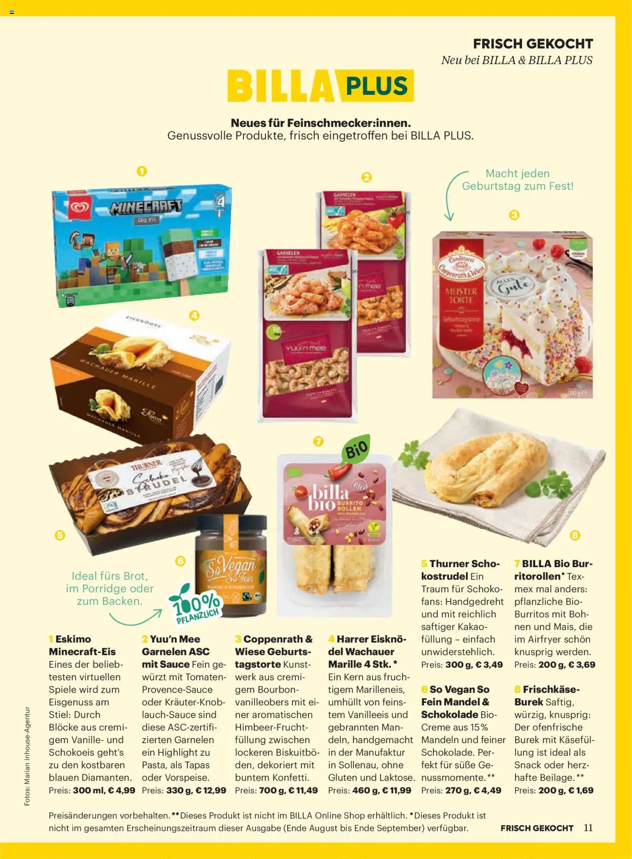 Billa Frisch Gekocht gültig ab 01.09.2025 | Seite: 9 | Produkte: Creme, Schokolade, Tomaten, Bourbon