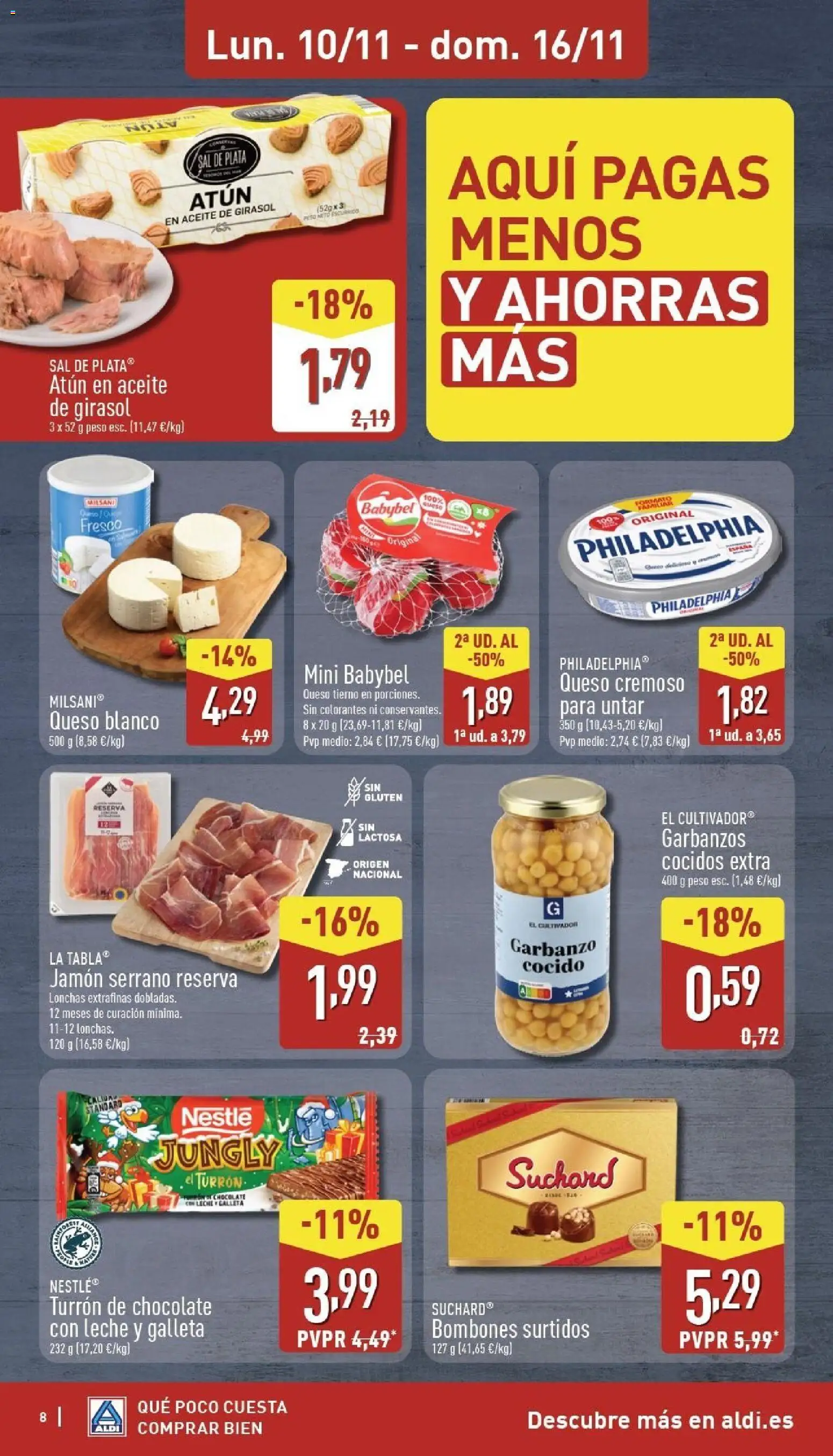 Aldi folleto Baleares │ válido desde el 10.11.2025 | Página: 8 | Productos: Jamón serrano, Leche, Queso, Aceite