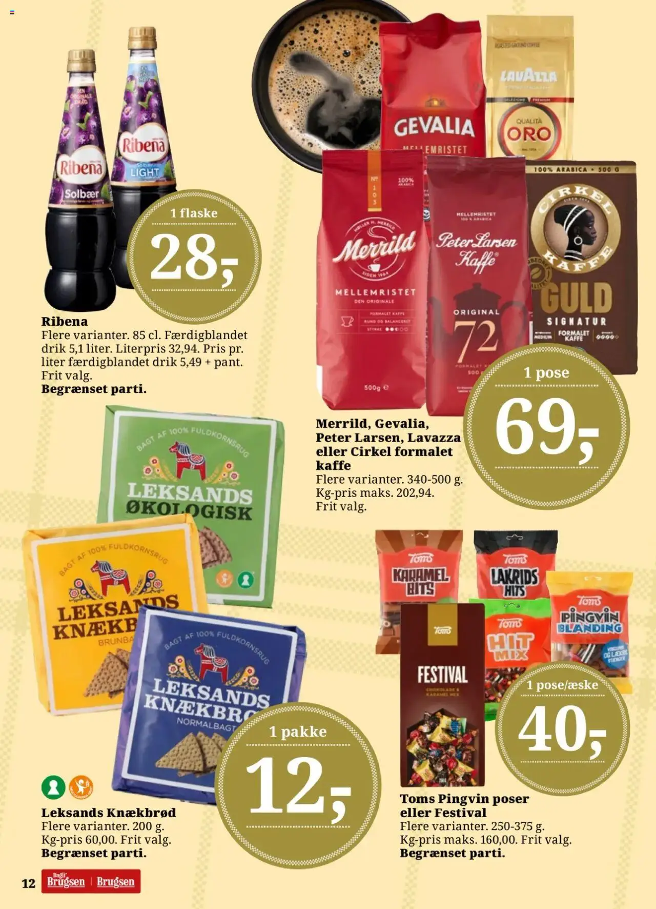 Dagli'Brugsen tilbudsavis – gyldig fra 12.09.2025 | Side: 12 | Produkter: Kaffe, Chokolade, Lakrids, Knækbrød