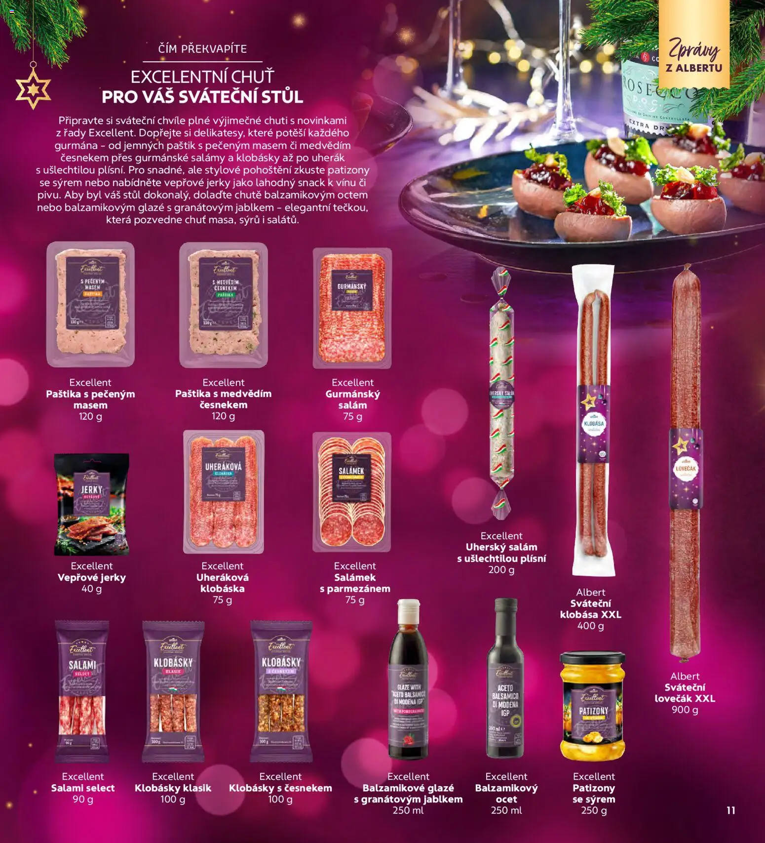 Albert magazín od 01.12.2025 | Strana: 11 | Produkty: Uherák, Klobása, Uherský salám, Stůl
