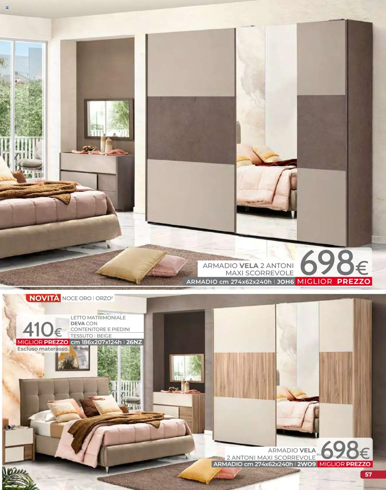 Volantino Mondo Convenienza del 09.09.2025 | Pagina: 59 | Prodotti: Letto matrimoniale, Contenitore, Letto, Armadio