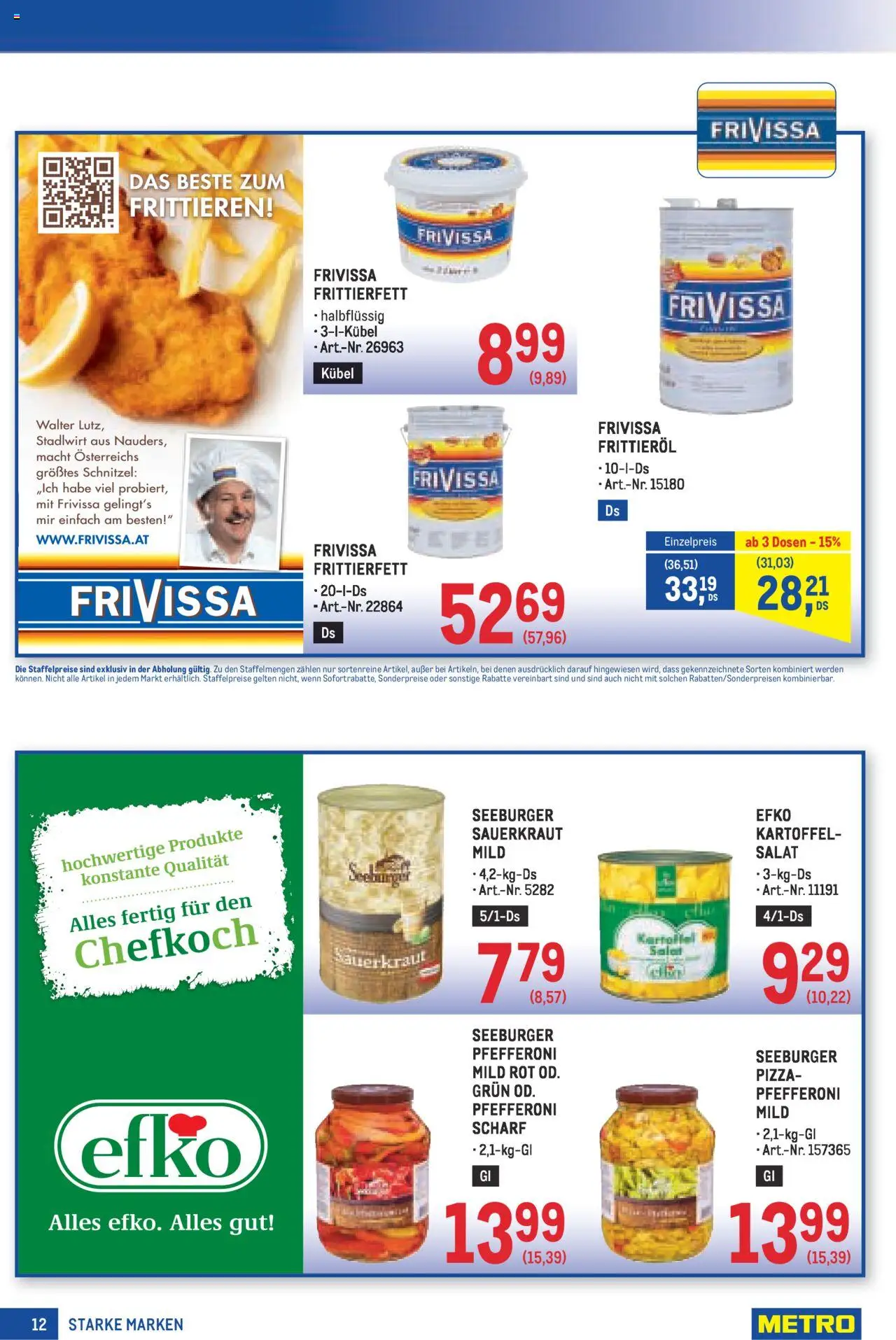 Metro  Angebote Starke Marken gültig ab 07.08.2025 | Seite: 12 | Produkte: Salat, Huile à frire, Pizza