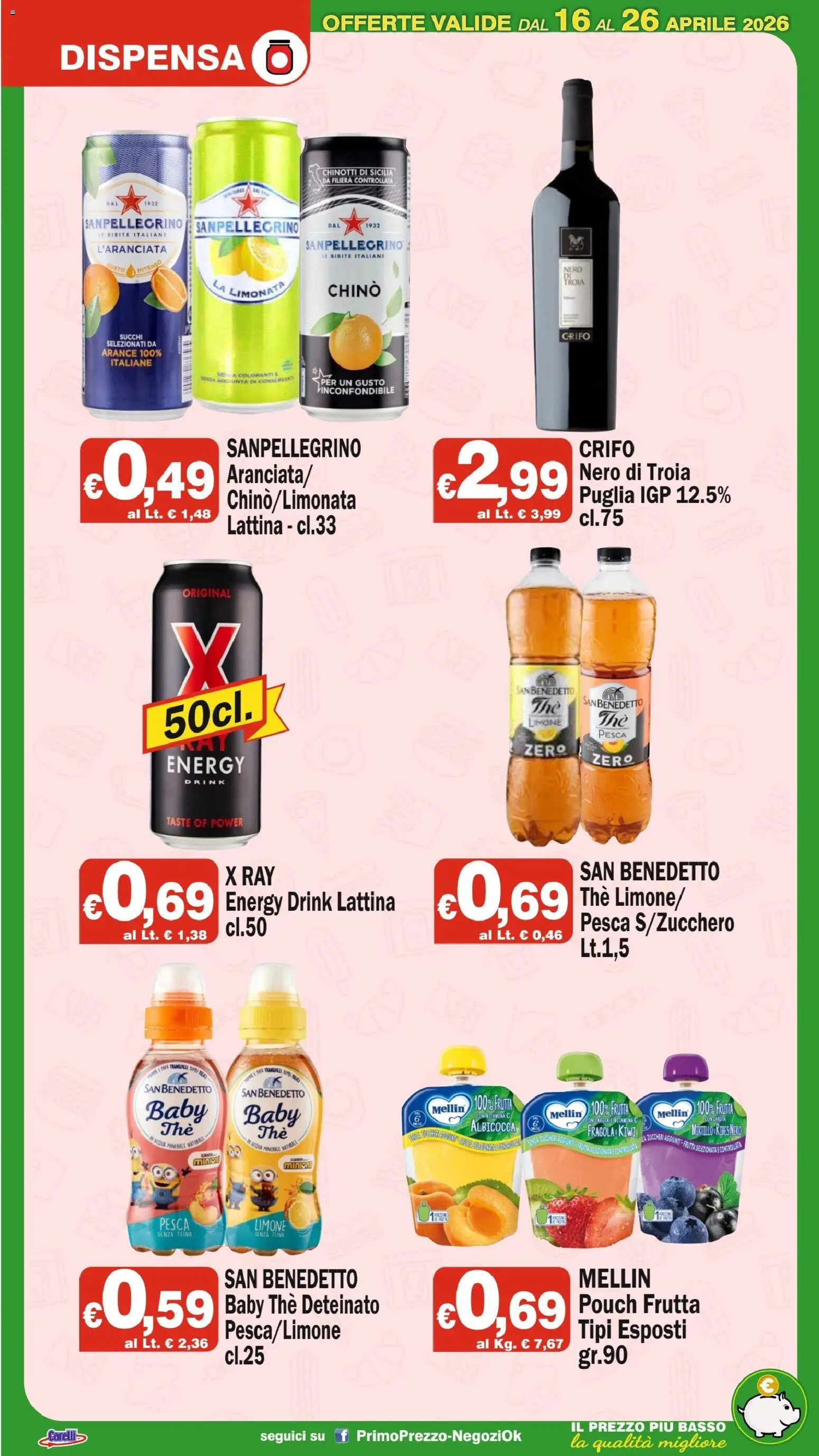 Volantino Primo Prezzo del 16.04.2026 | Pagina: 10 | Prodotti: Kiwi, Acqua, Pesca, Acqua minerale