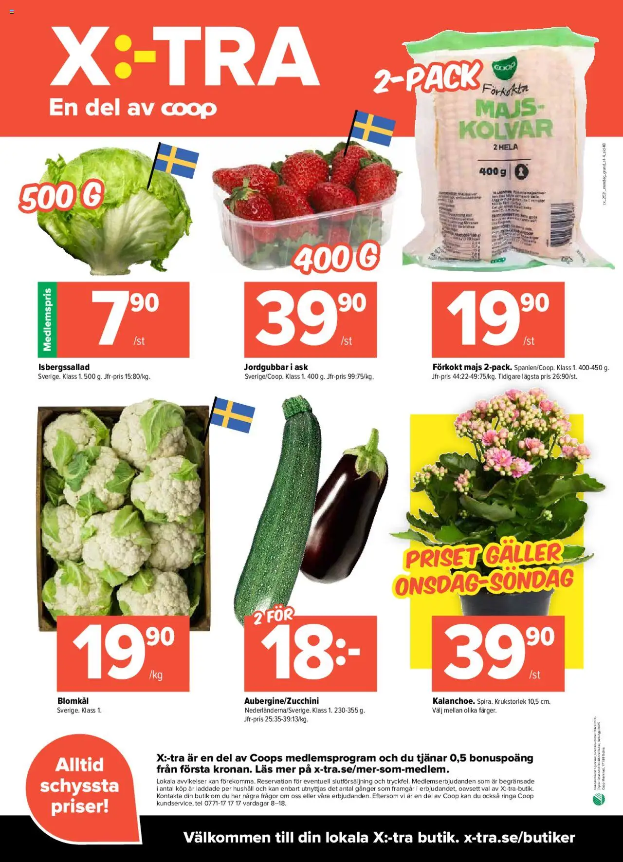Coop X:-TRA reklamblad aktuell från 28.07.2025 | Sida: 4 | Produkter: Galler, Isbergssallad, Jordgubbar, Blomkål
