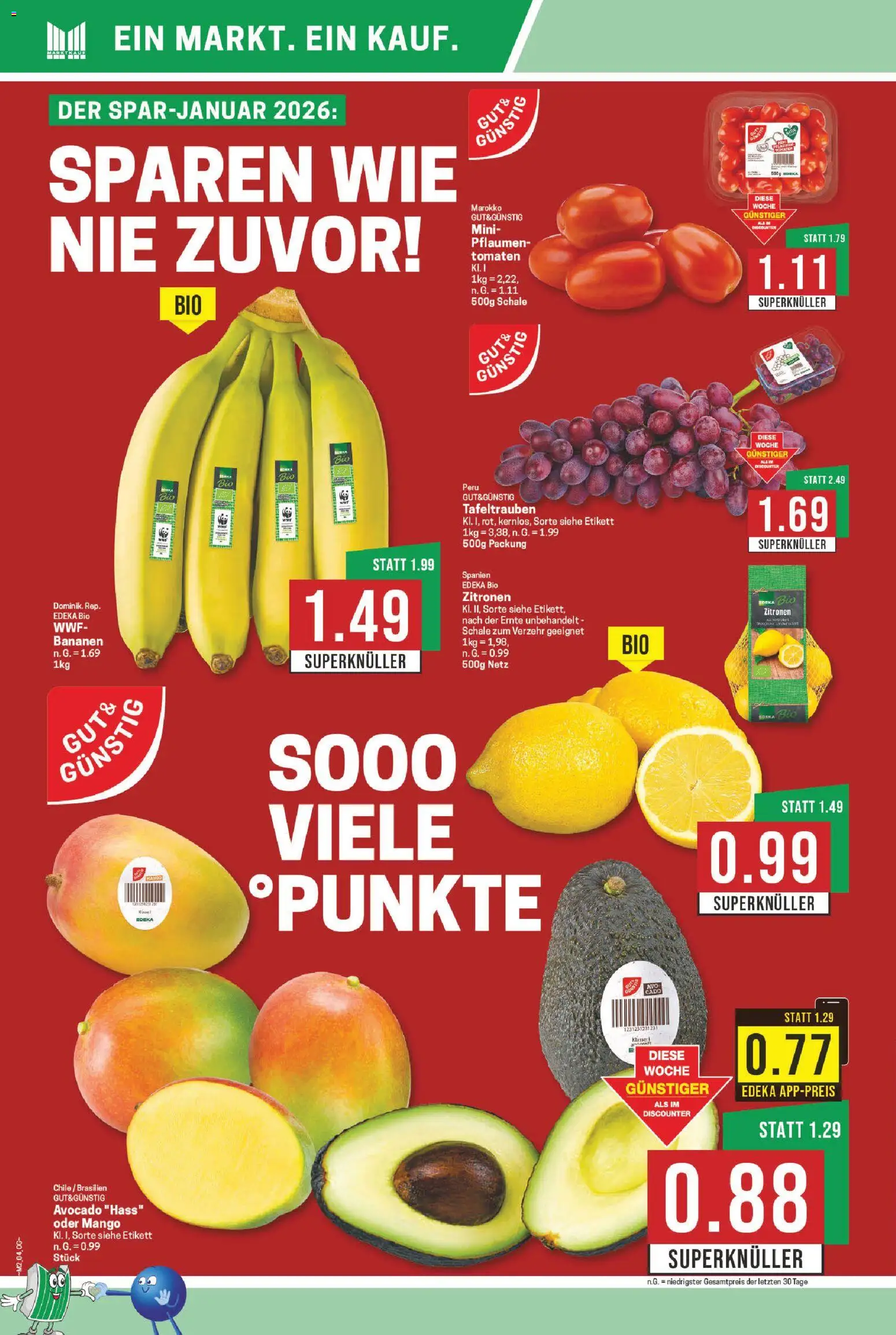Marktkauf Prospekt 	 – gültig ab 05.01.2026 | Seite: 4 | Produkte: Pflaumen, Bananen, Tomaten, Avocado