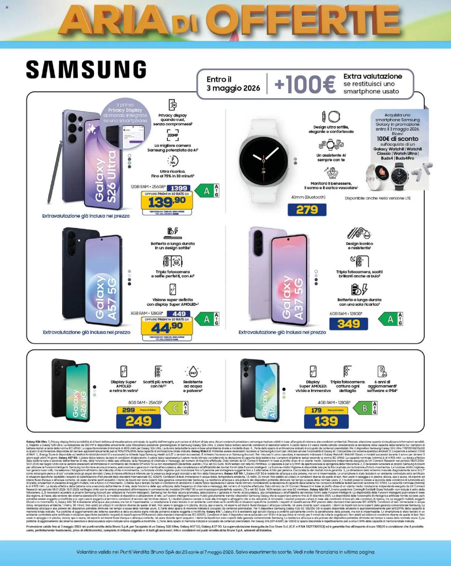 Volantino BRUNO del 23.04.2026 | Pagina: 9 | Prodotti: Schermo, Samsung Galaxy, Tè, Smartphone