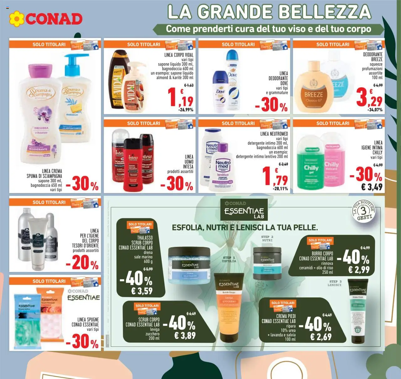 Volantino Conad del 25.09.2025 | Pagina: 19 | Prodotti: Detergente intimo, Detergente, Scrub, Crema piedi