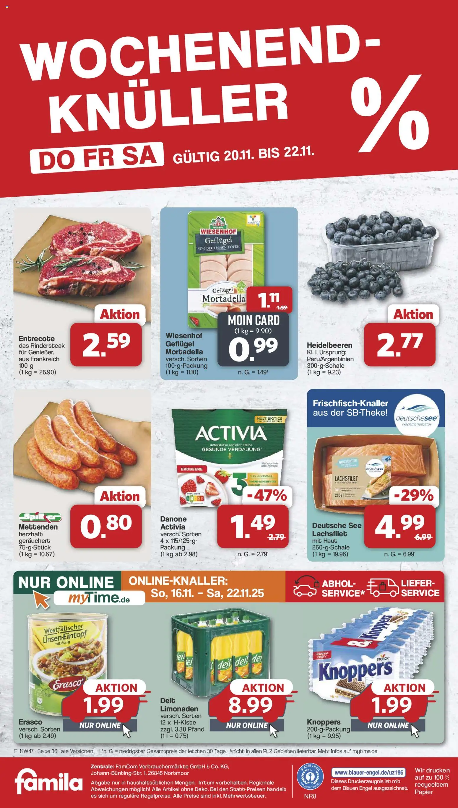 Famila Nordwest - Black Friday – gültig ab 17.11.2025 | Seite: 34 | Produkte: Essig, Entrecote, Heidelbeeren, Erasco