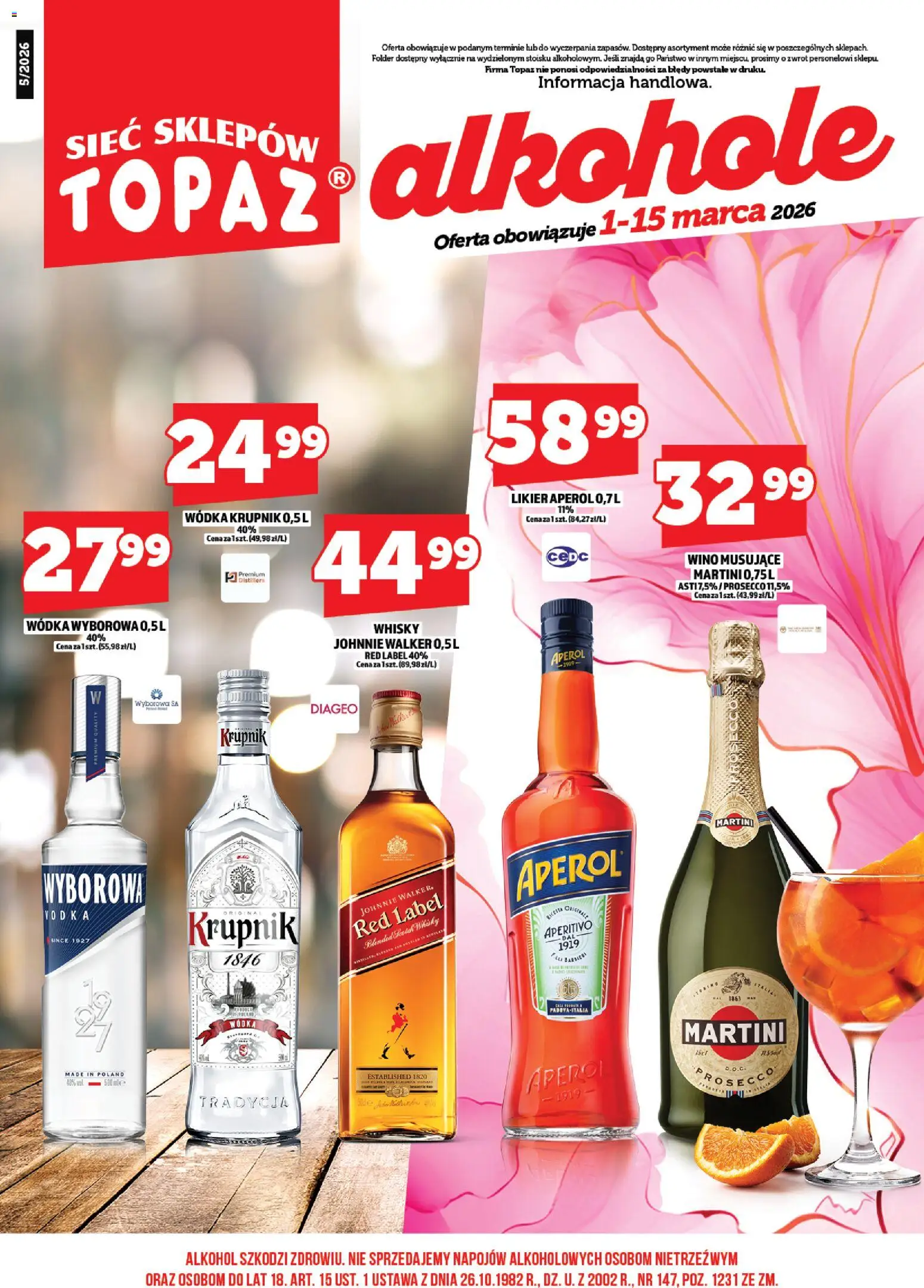 Topaz Gazetka alkoholowa od 01.03.2026 | Strona: 3 | Produkty: Red label, Alkohol, Wódka, Prosecco
