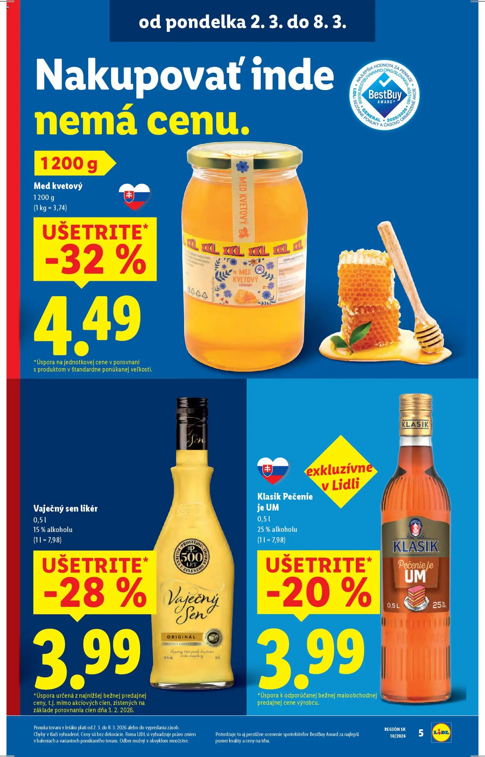 Nové Lidl akcie – leták je platný od 02.03.2026 | Strana: 5 | Produkty: Med