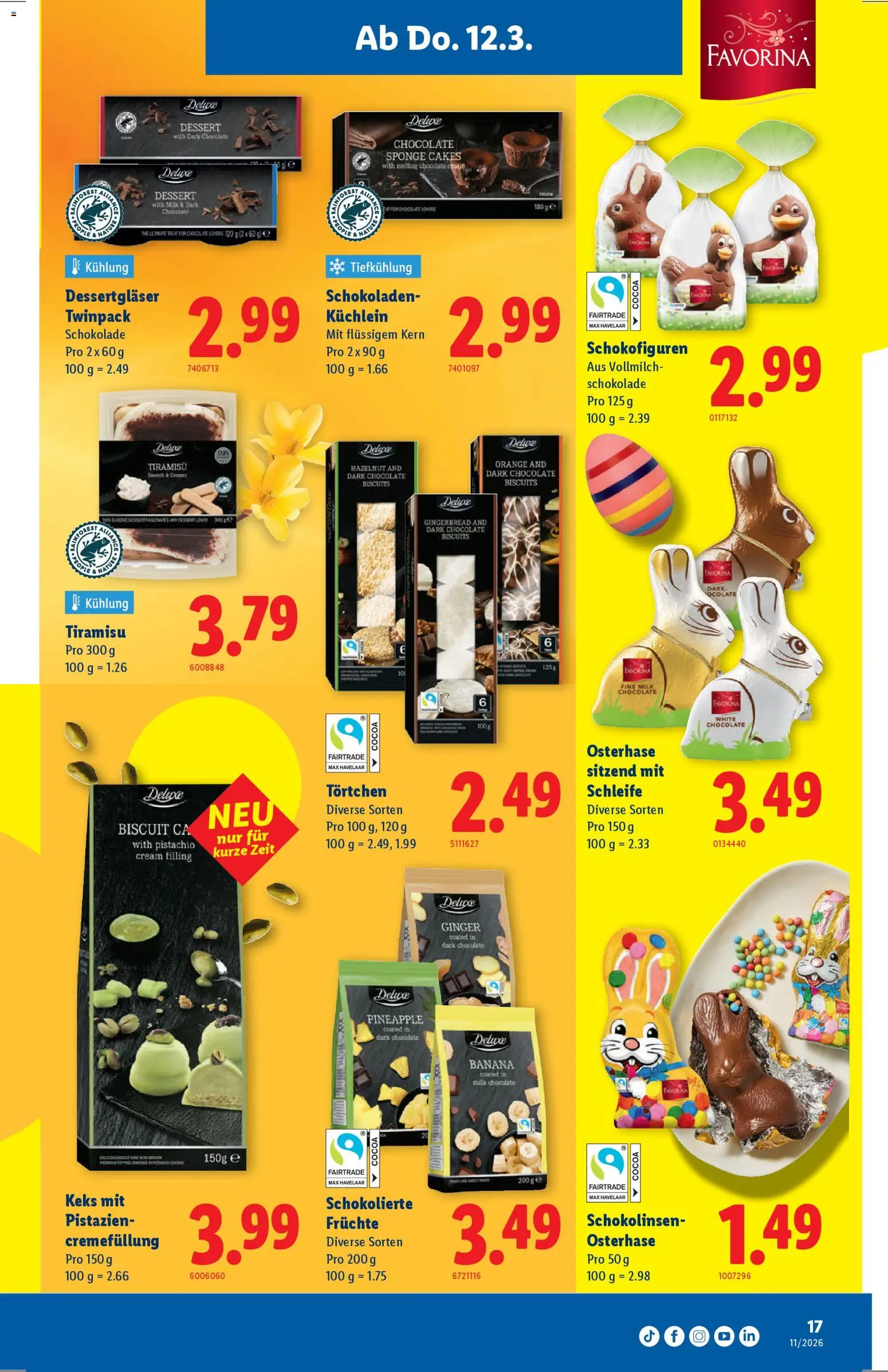 Lidl aktionen – gültig ab 12.03.2026 | Seite: 17 | Produkte: Schokolade, Früchte
